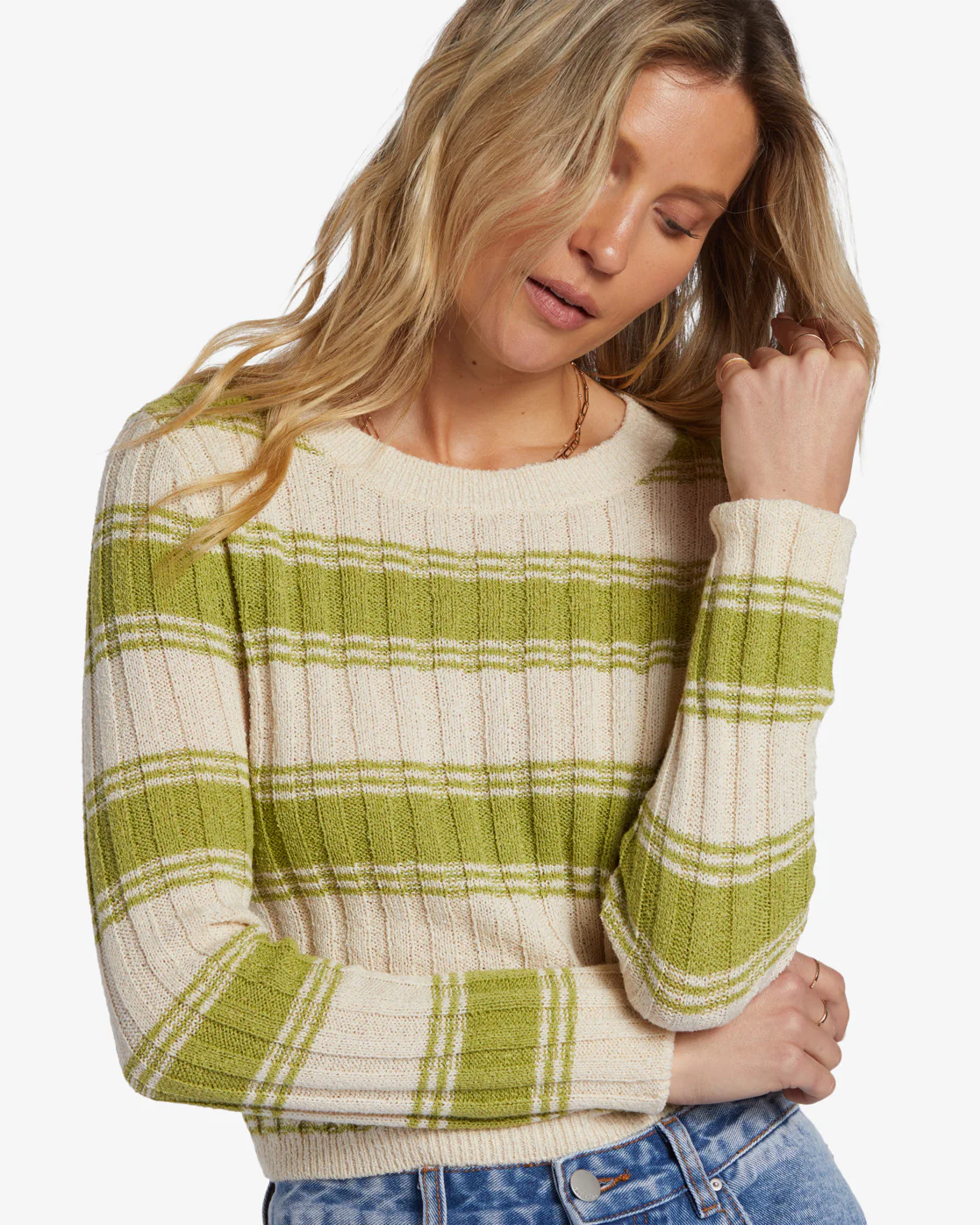 Billabong Clare Crew Neck Sweater - Palm Green -Biliabong Outlet