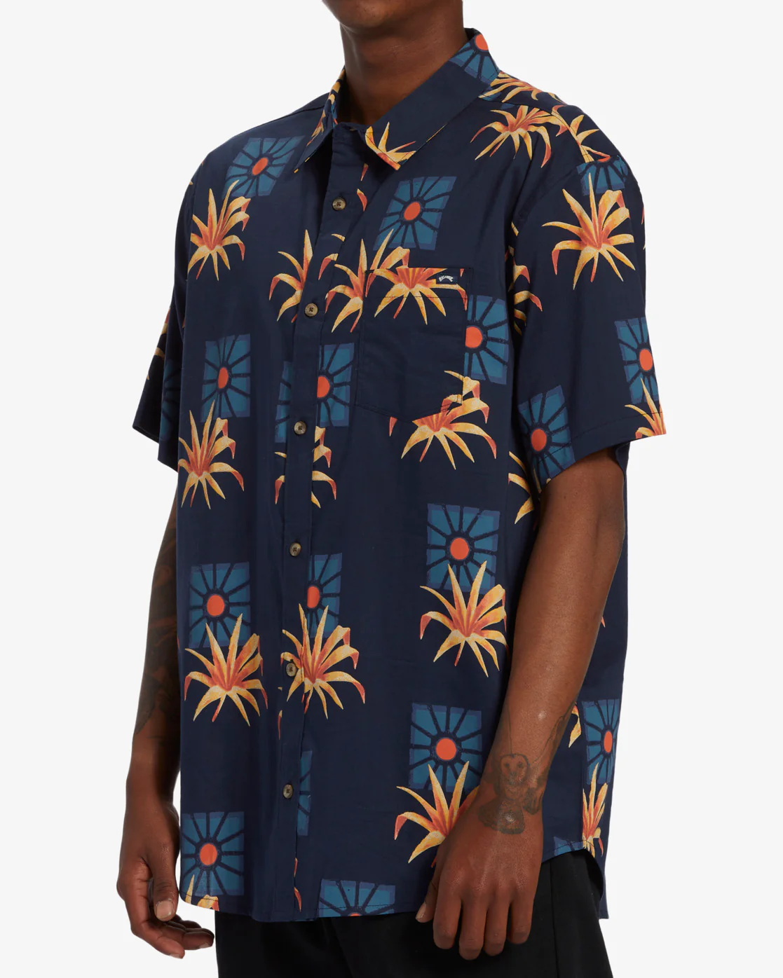 Billabong Sundays Short Sleeve Shirt - Navy -Biliabong Outlet