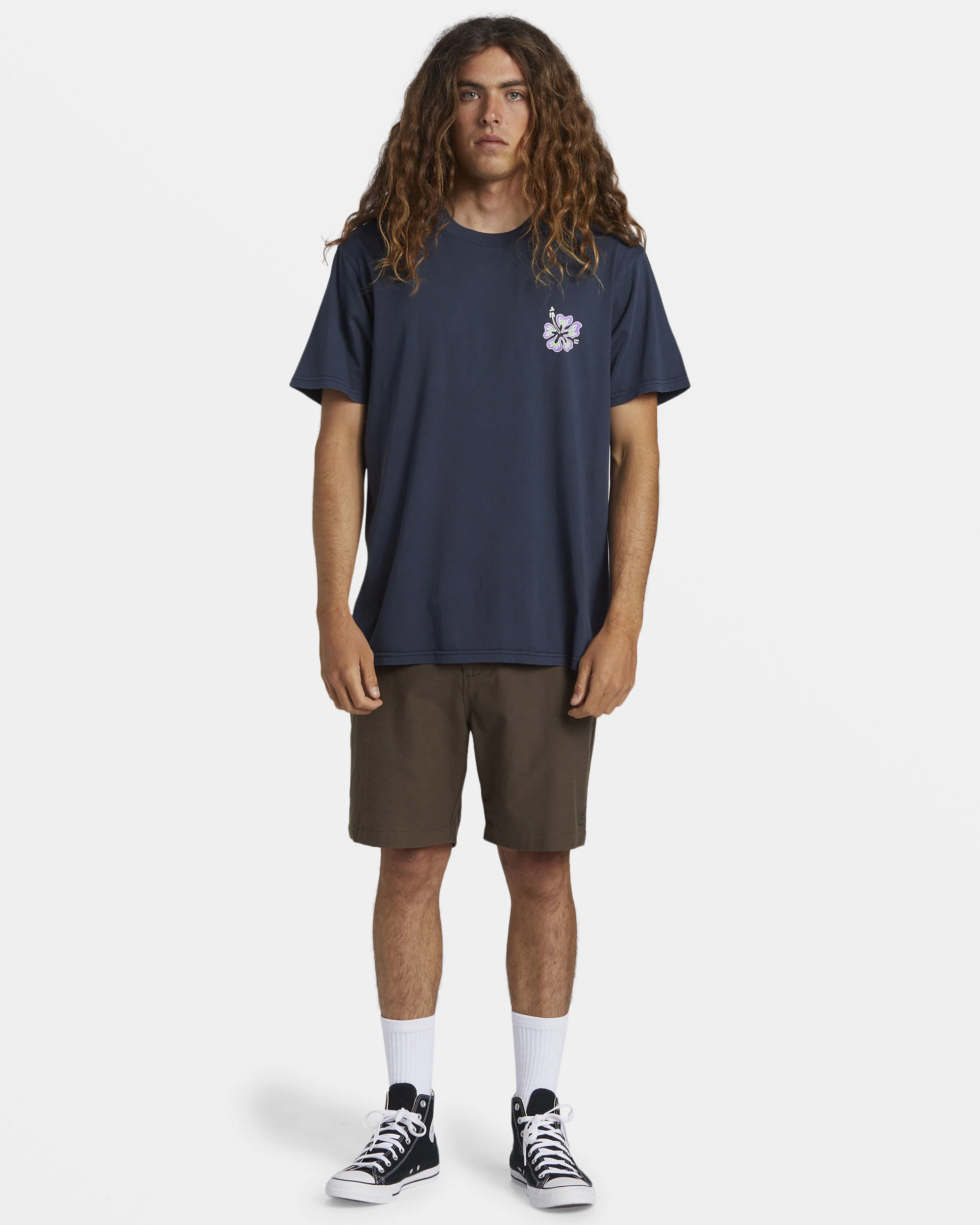 Billabong Hibiscus T-Shirt - Navy -Biliabong Outlet