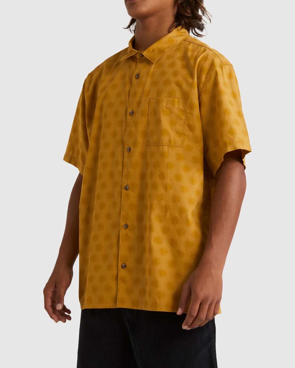 Billabong King Stringray Flowers Short Sleeve Woven Shirt - Mustard -Biliabong Outlet