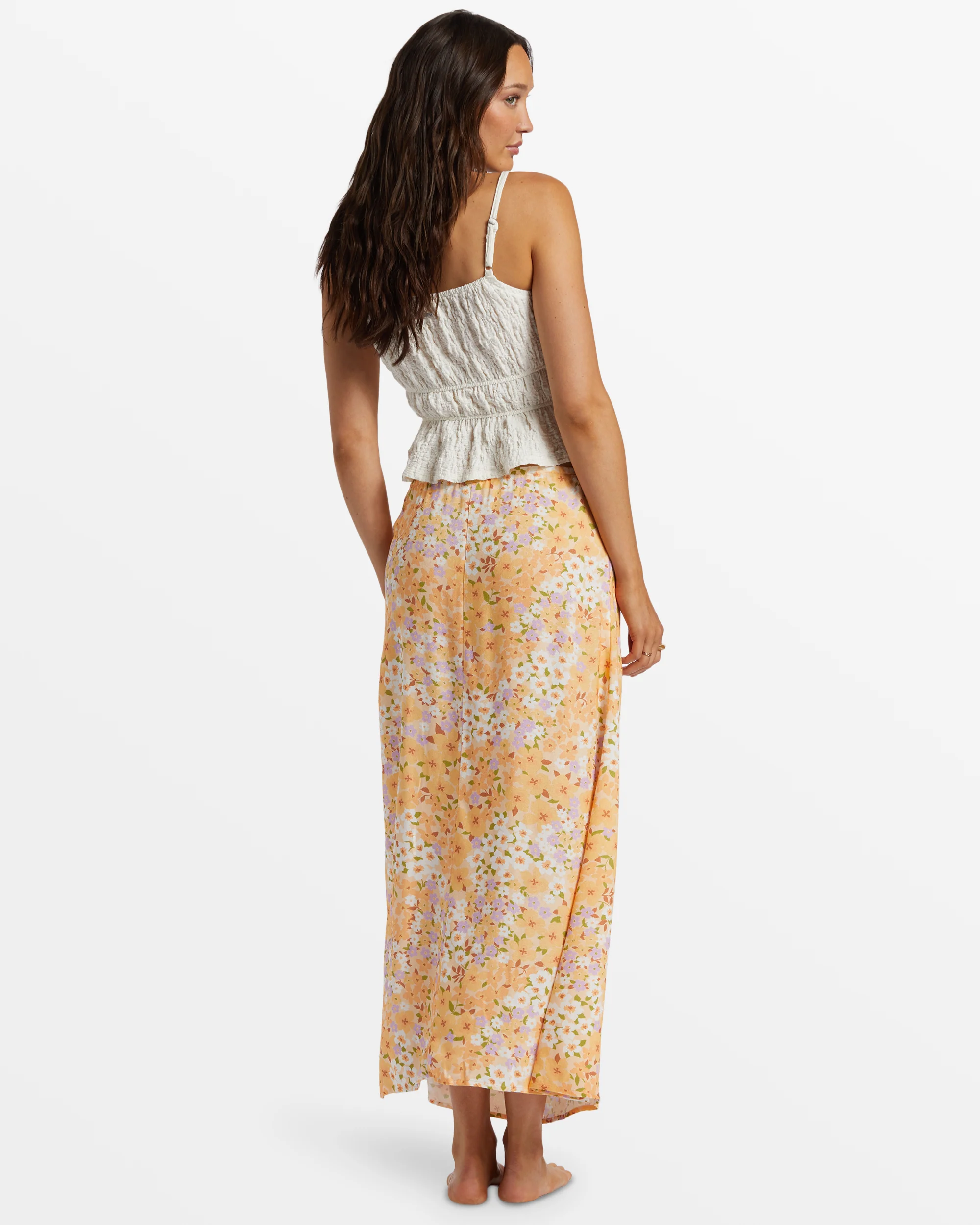 Billabong Midi Moment Printed Midi Skirt - Peach Whip -Biliabong Outlet