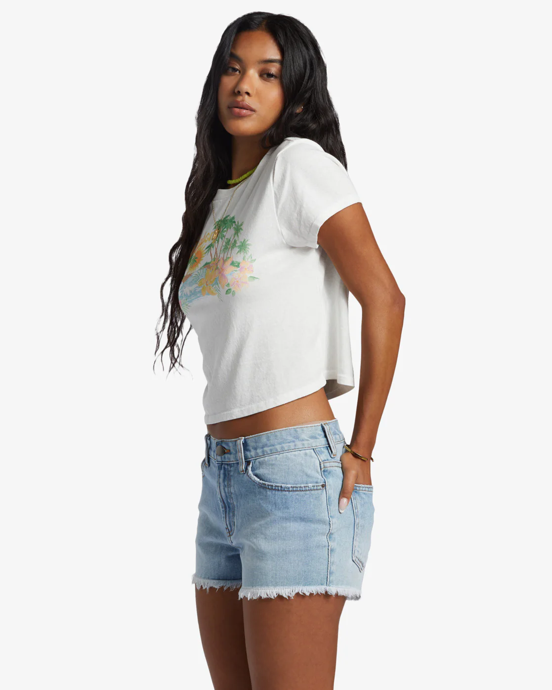 Billabong Drift Away Frayed Denim Shorts - Light Wash -Biliabong Outlet
