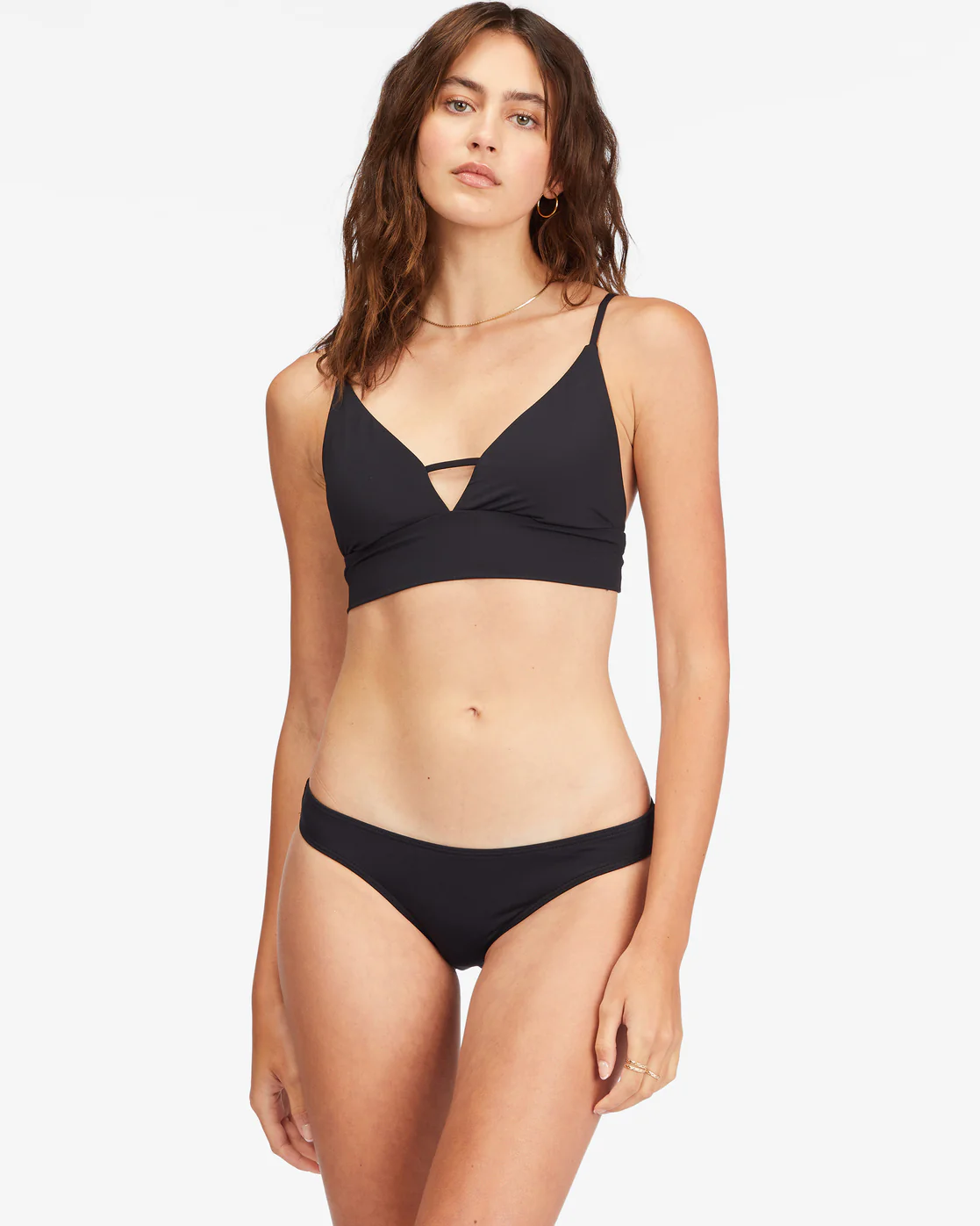 Billabong Sol Searcher V-Neck Cami Bikini Top - Black Pebble -Biliabong Outlet