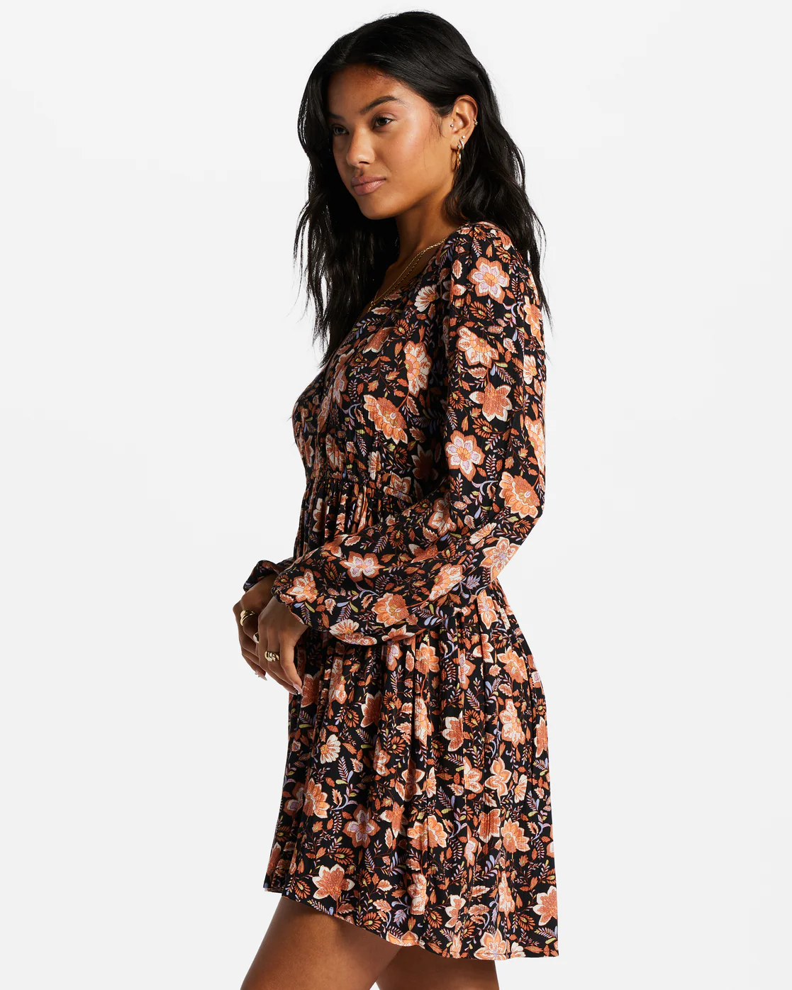 Billabong Sweetest Dream Mini Dress - Black Pebble -Biliabong Outlet