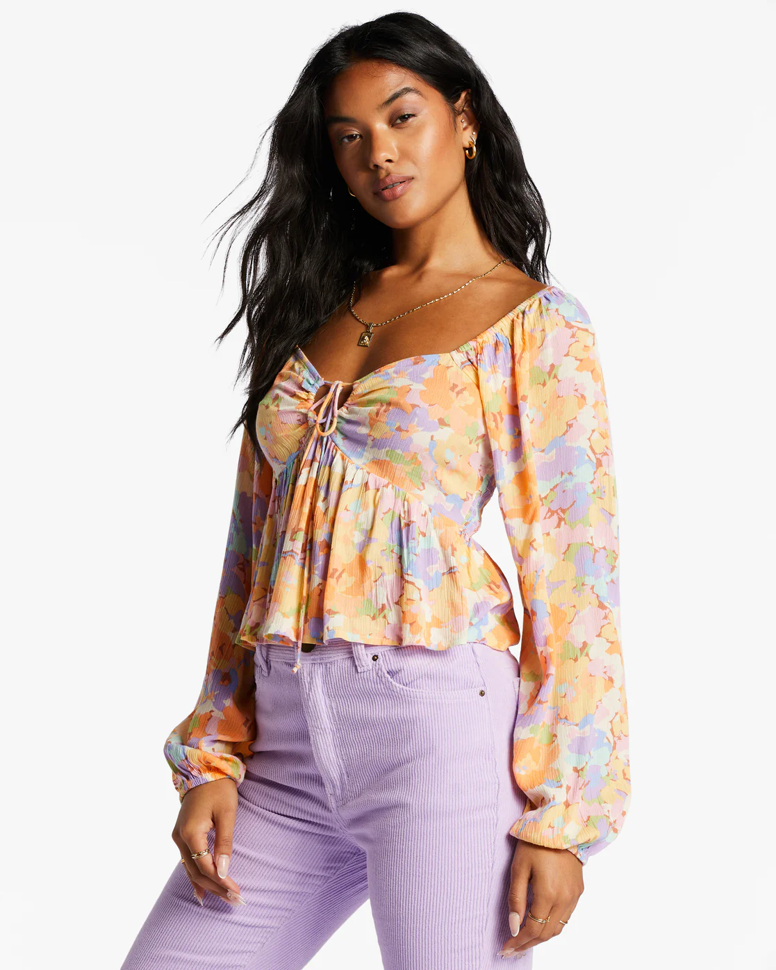 Billabong Your Fav Crop Top - White Multi -Biliabong Outlet