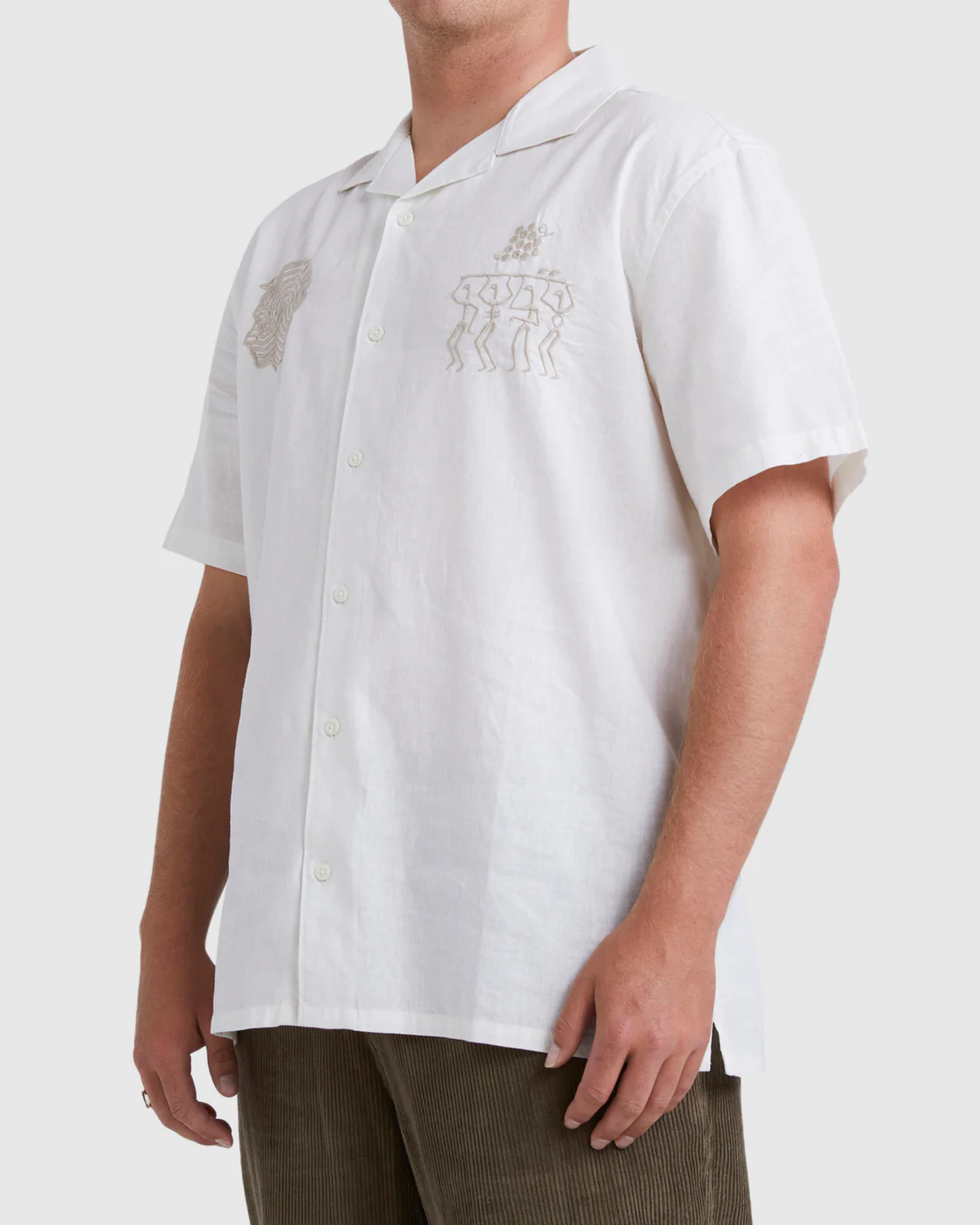 Billabong Pilpeled Tribe Hemp Vacay Short Sleeve Tops Traditional - White -Biliabong Outlet