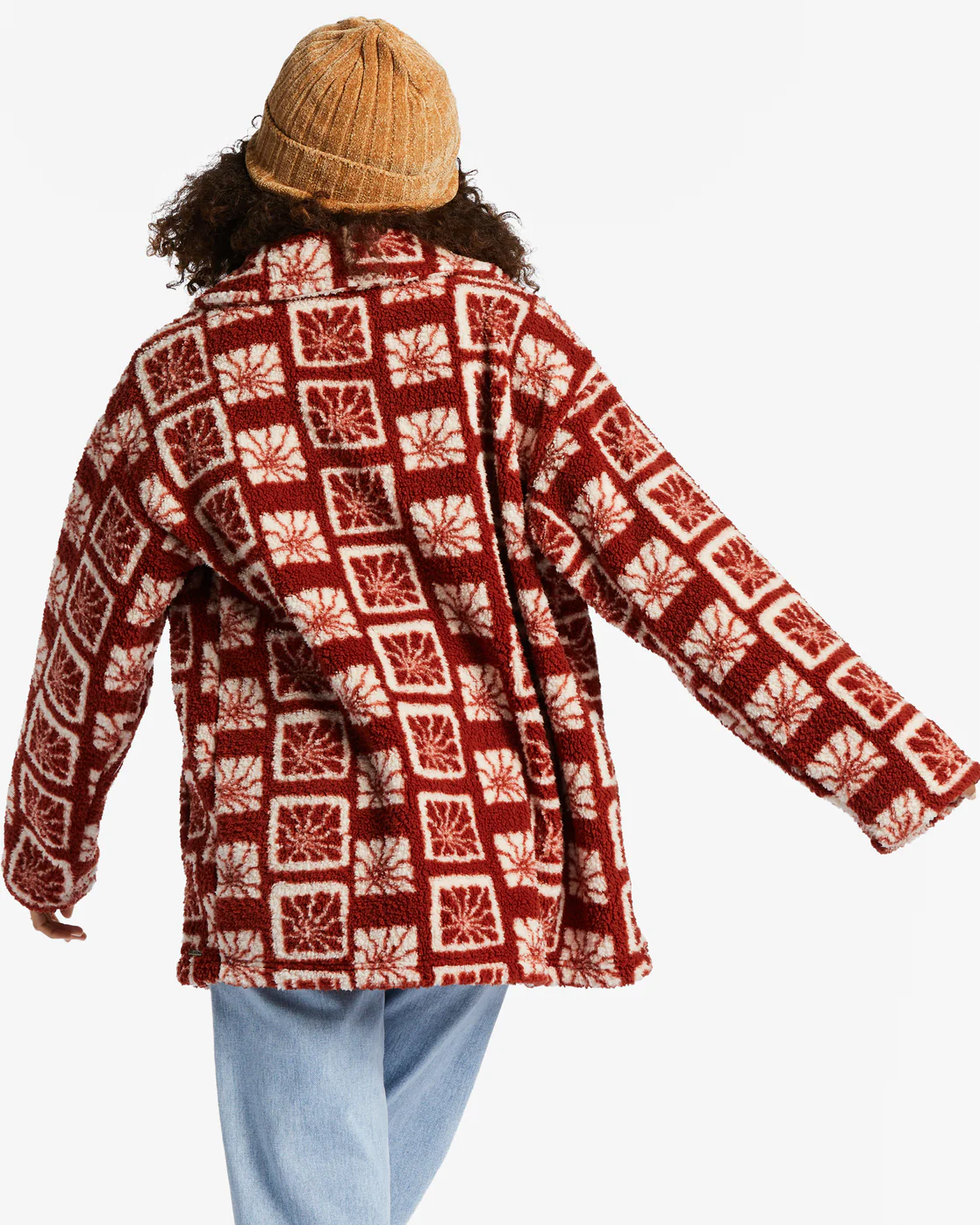 Billabong Fairbanks Button-Up Teddy Bear Jacket - Deep Sienna -Biliabong Outlet