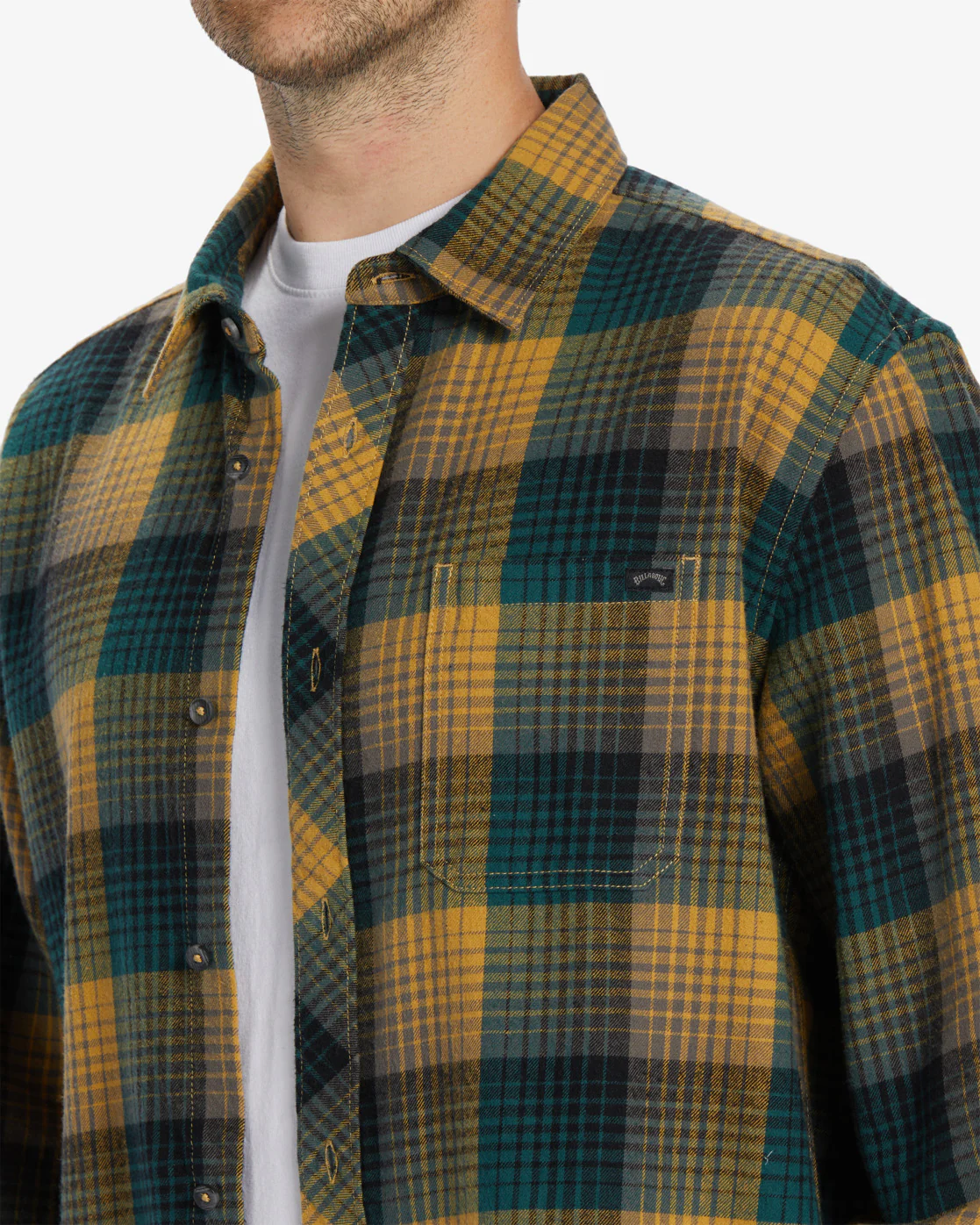 Billabong Coastline Flannel Long Sleeve Shirt - Gold -Biliabong Outlet