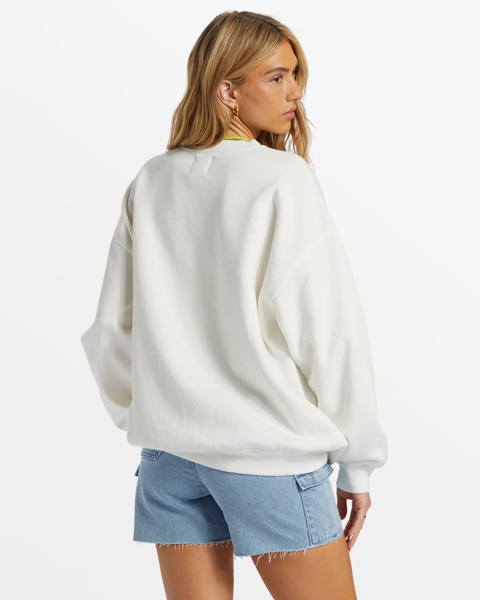 Billabong Ride In Oversized Crewneck Sweatshirt - White -Biliabong Outlet