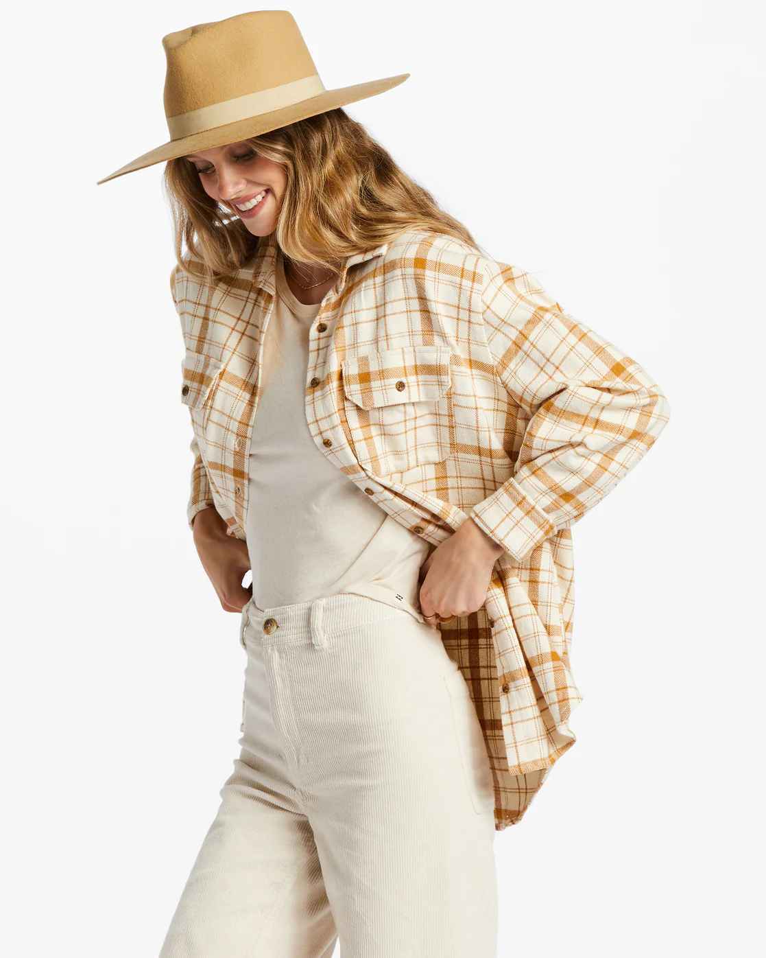 Billabong So Stoked Long Sleeve Flannel Shirt - White Cap -Biliabong Outlet