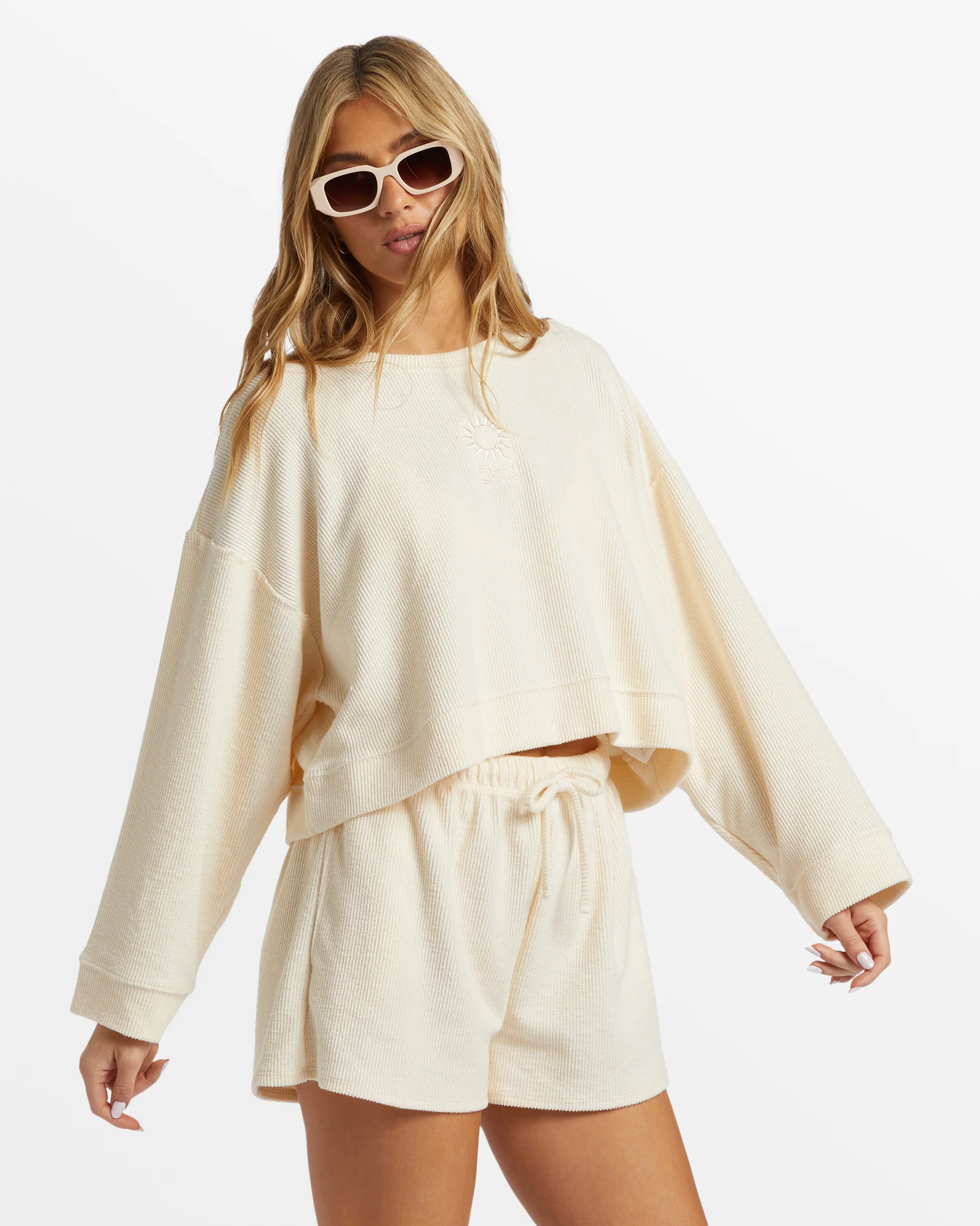 Billabong Cally Crew Neck Sweatshirt - Whitecap -Biliabong Outlet