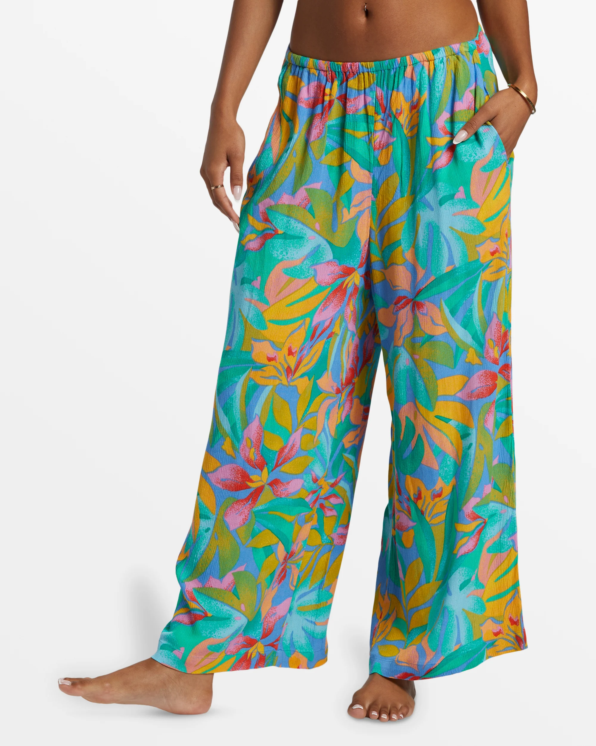 Billabong Sun Catcher Elastic Waist Printed Pants - Marina -Biliabong Outlet