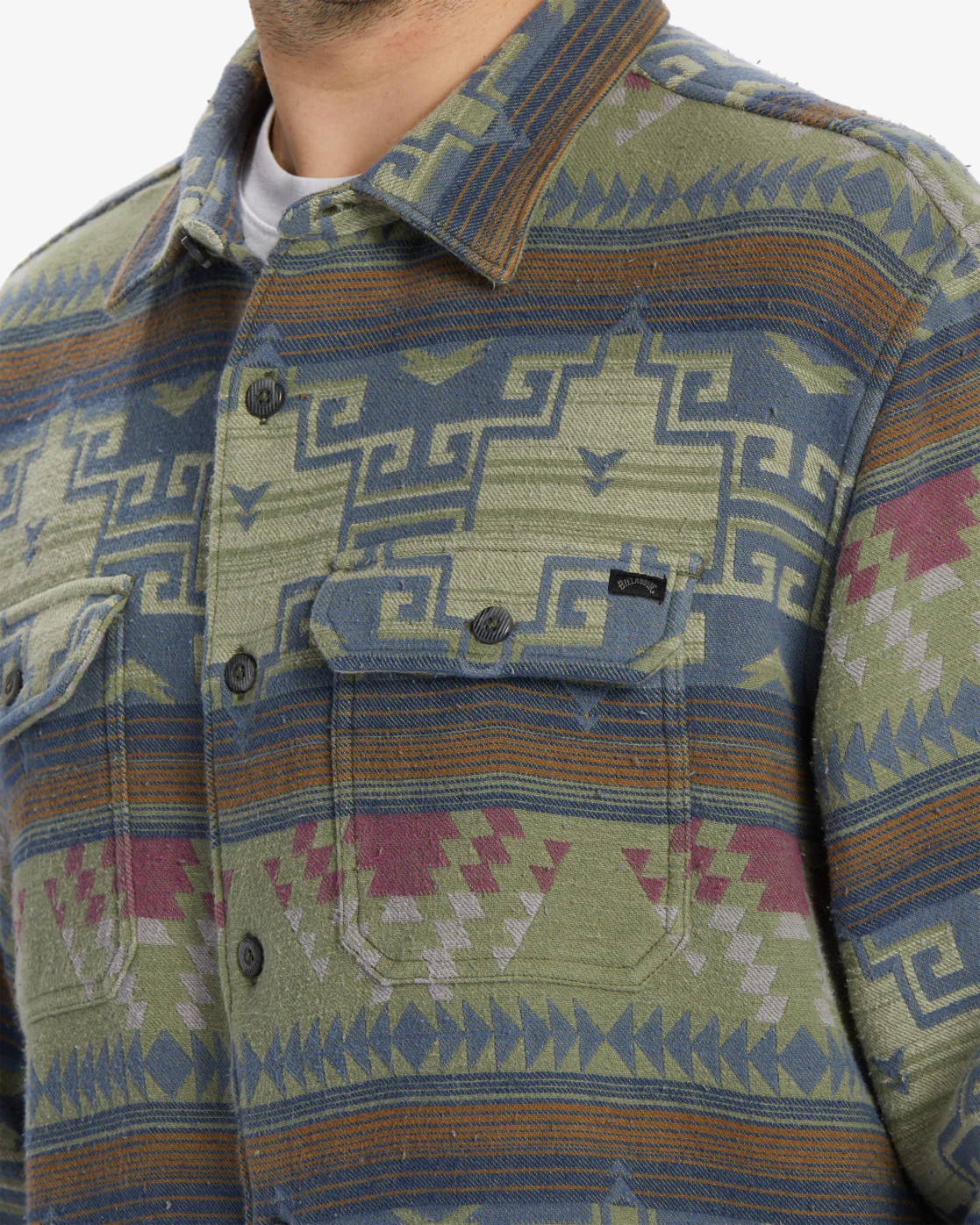Billabong Offshore Jacquard Flannel Long Sleeve Shirt - Sage -Biliabong Outlet