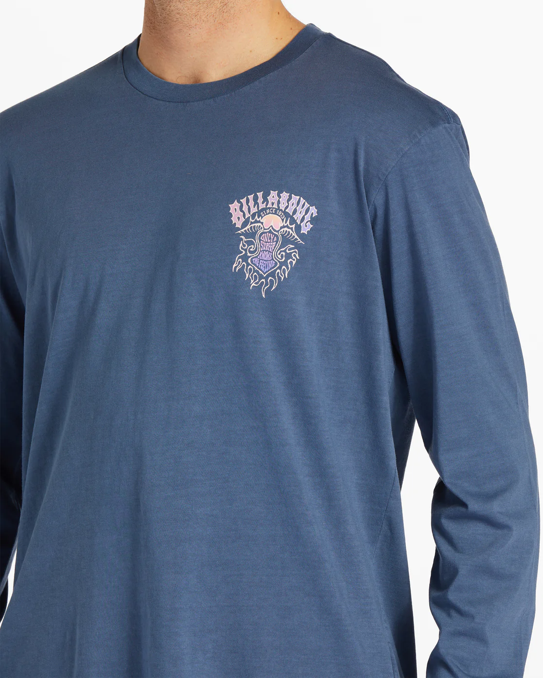 Billabong Theme Arch Long Sleeve Wave Washed T-Shirt - Dark Blue -Biliabong Outlet