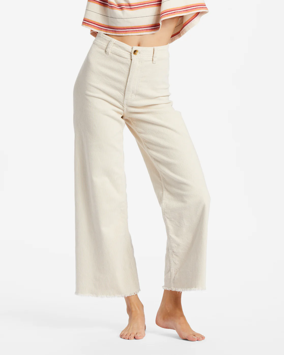 Billabong Free Fall Wide-Leg Corduroy Pants - Antique White -Biliabong Outlet