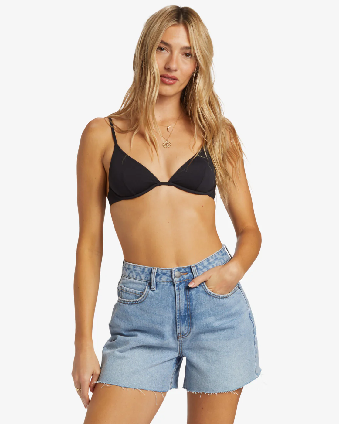 Billabong Riley Cut-Off Denim Shorts - Faded Indigo Fray -Biliabong Outlet