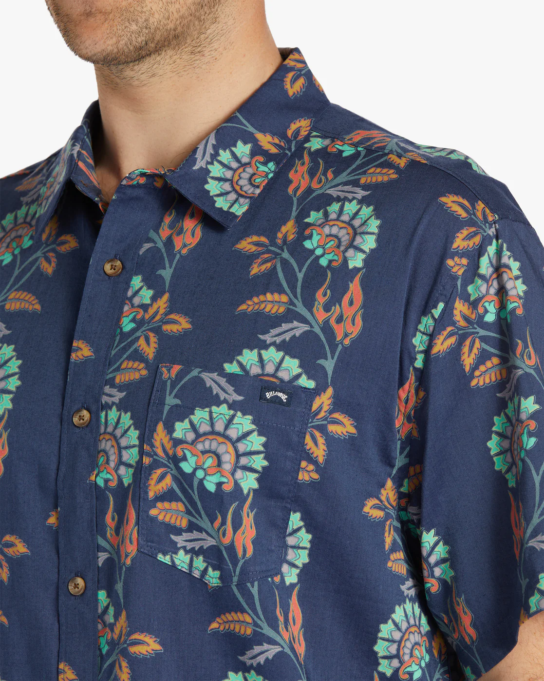 Billabong Sundays Short Sleeve Shirt - Dark Blue -Biliabong Outlet