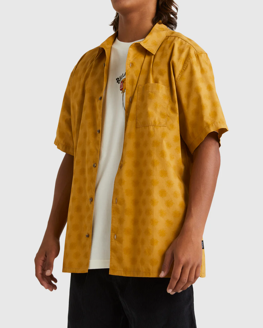 Billabong King Stringray Flowers Short Sleeve Woven Shirt - Mustard -Biliabong Outlet