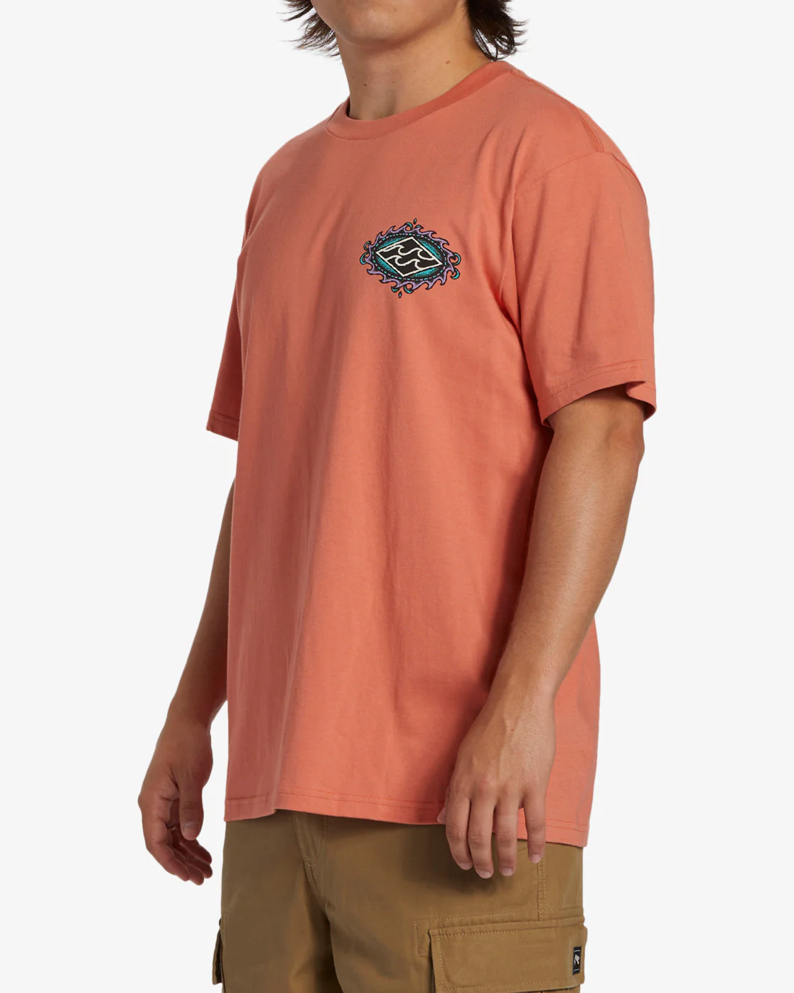 Billabong Crayon Wave Short Sleeve T-Shirt - Coral -Biliabong Outlet