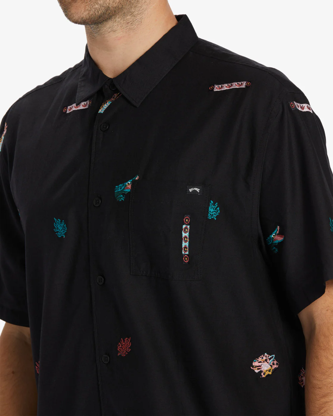 Billabong Zeledon Embroidered Shirt - Black -Biliabong Outlet