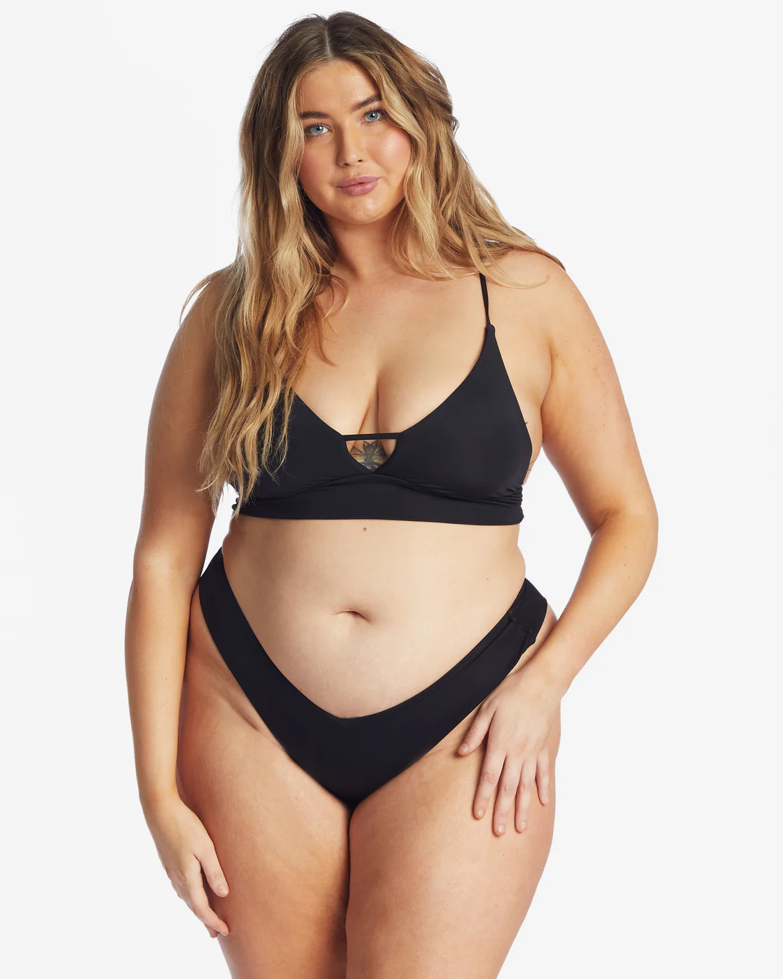 Billabong Sol Searcher V-Neck Cami Bikini Top - Black Pebble -Biliabong Outlet