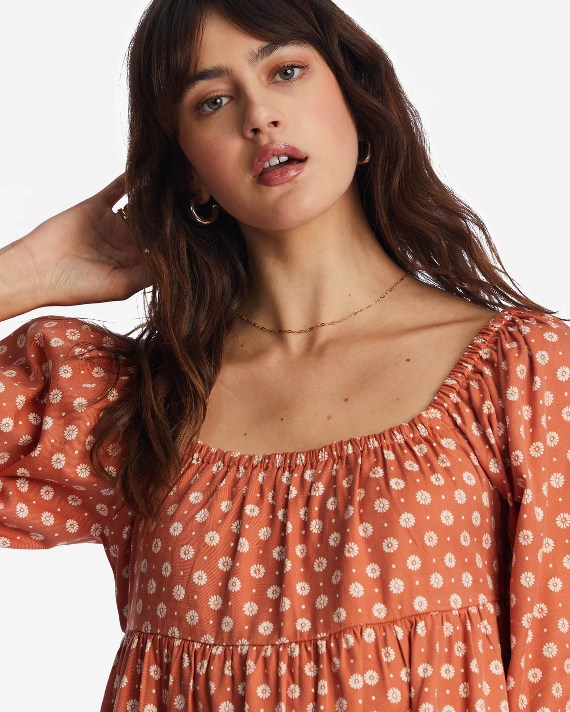 Billabong Love Crush Babydoll Dress - Brick -Biliabong Outlet