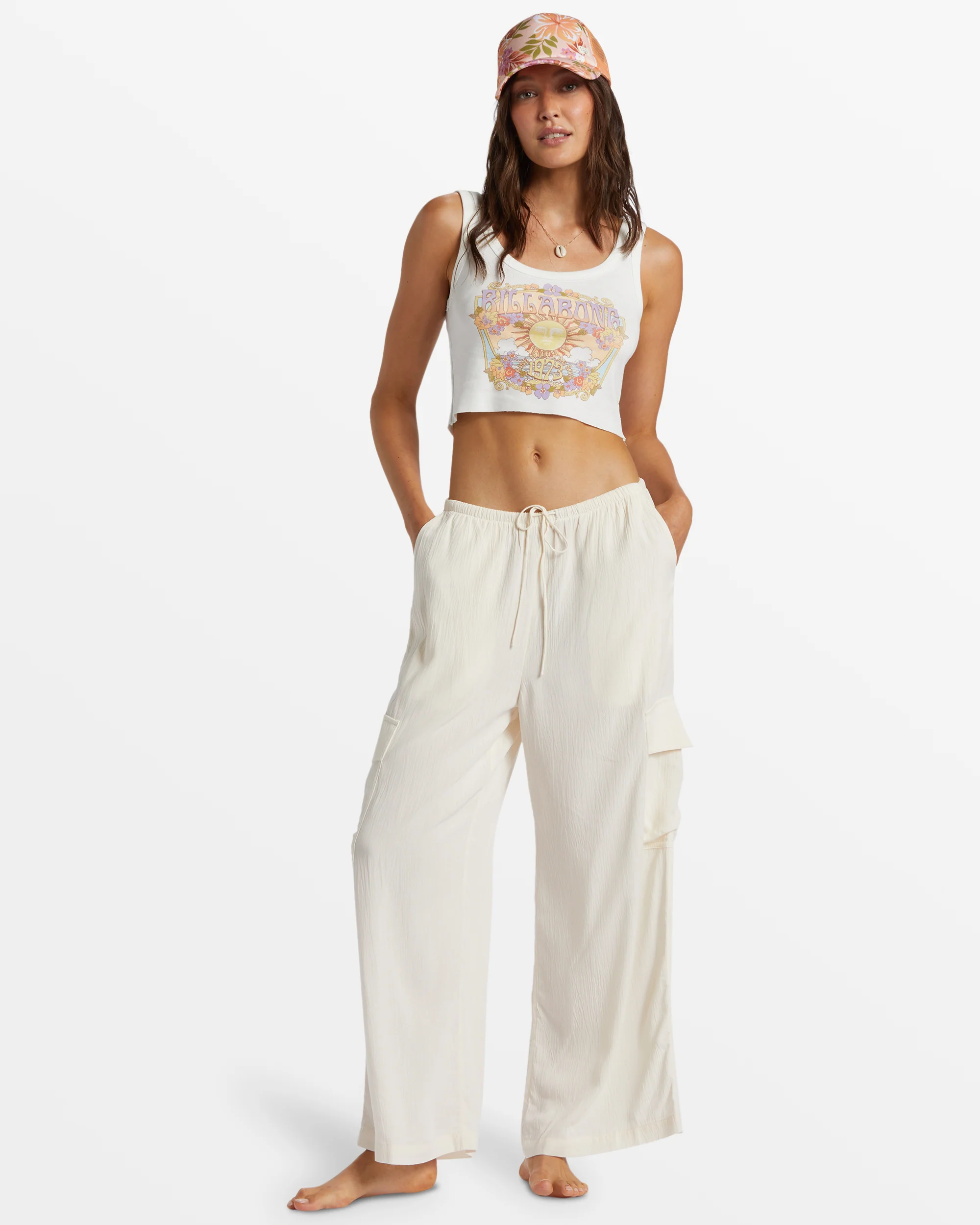 Billabong Beach Babe Cargo Pants - Salt Crystal -Biliabong Outlet
