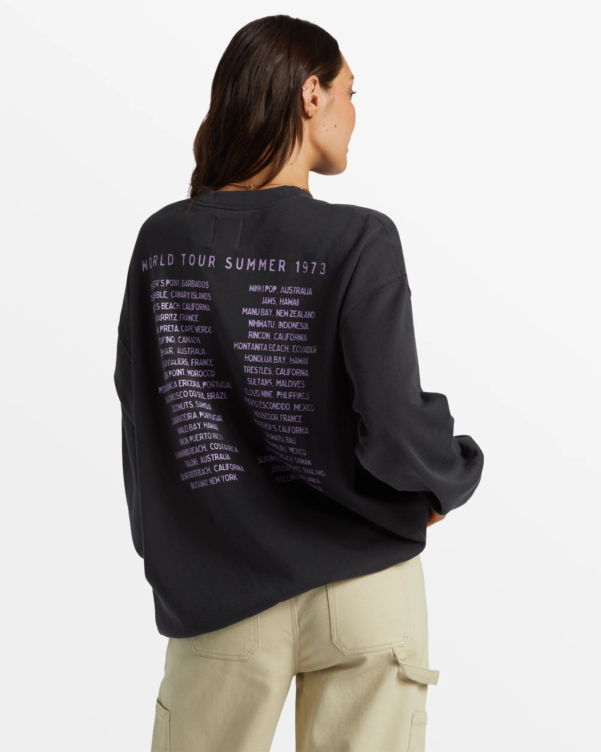 Billabong Ride In Oversized Crewneck Sweatshirt - Black Sands -Biliabong Outlet