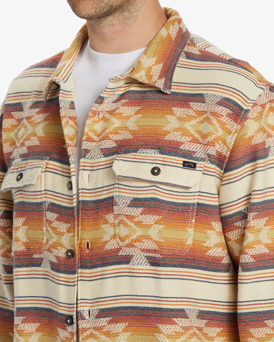Billabong Offshore Jacquard Flannel Long Sleeve Shirt - Gold -Biliabong Outlet