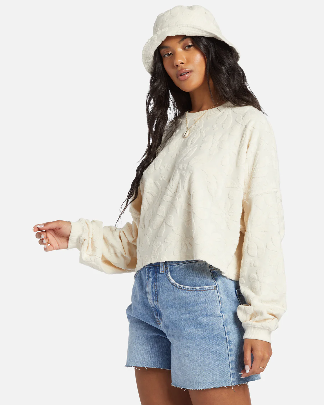 Billabong Loosen Up Crew Neck Sweatshirt - Whitecap -Biliabong Outlet