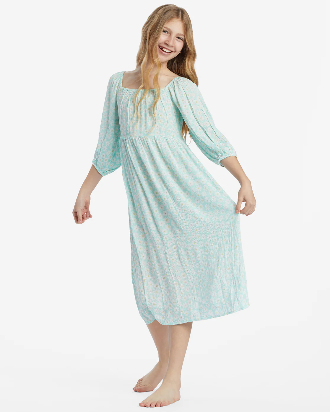 Billabong Girls Swept Away Midi Dress - Sweet Mint -Biliabong Outlet