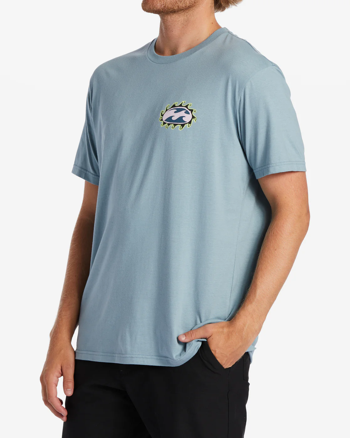 Billabong Crayon Wave T-Shirt - Washed Blue -Biliabong Outlet
