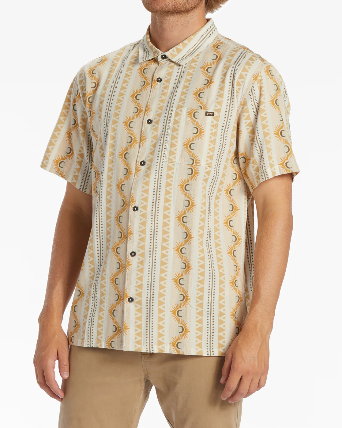 Billabong Sundays Jacquard Short Sleeve Shirt - Stone -Biliabong Outlet
