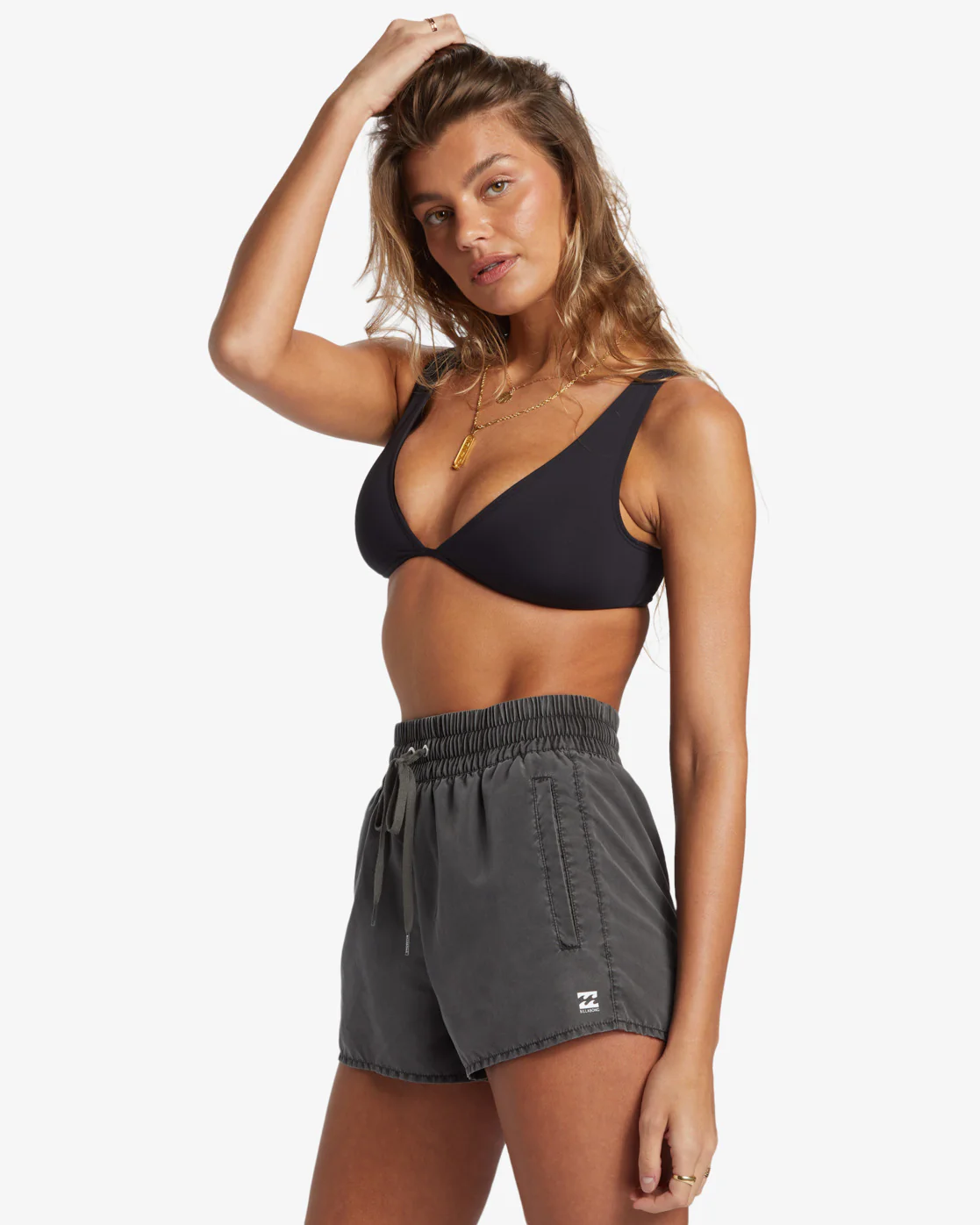 Billabong Sol Searcher New Elastic Waist Volleys - Black Pebble -Biliabong Outlet