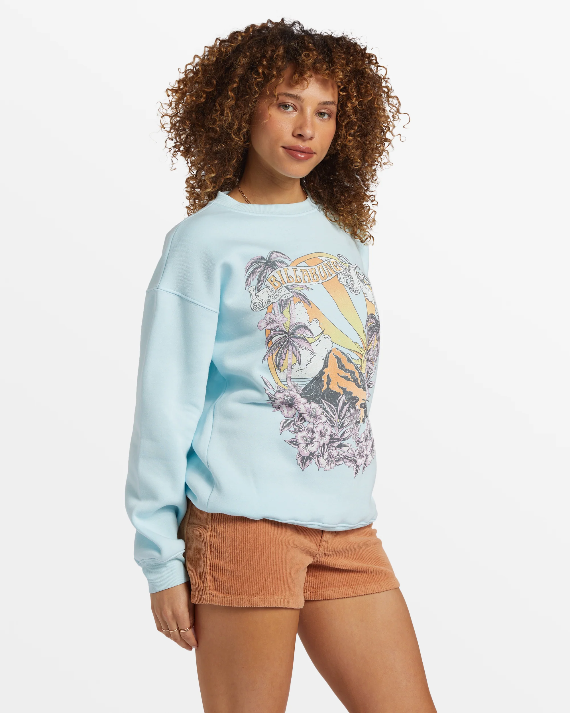 Billabong Island Life Crew Neck Sweatshirt - Blue Glow -Biliabong Outlet
