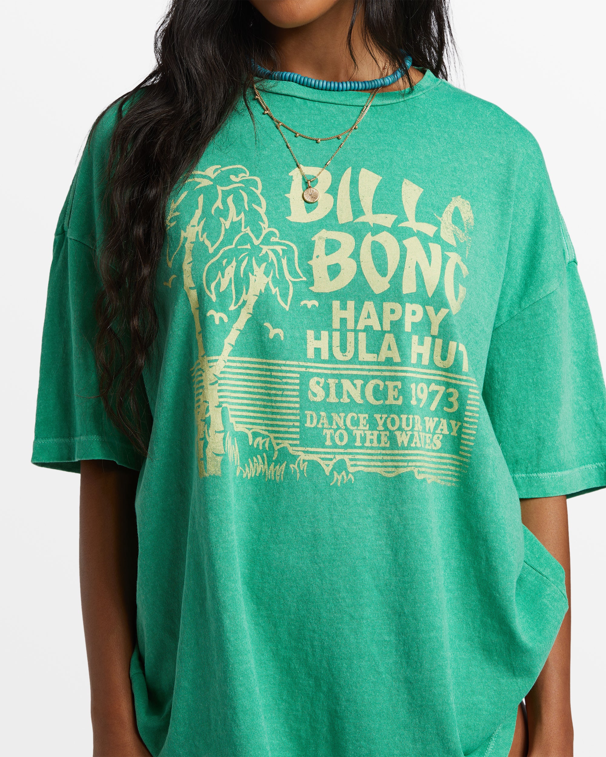 Billabong Hula Hut Oversized T-Shirt - Tropical Green -Biliabong Outlet