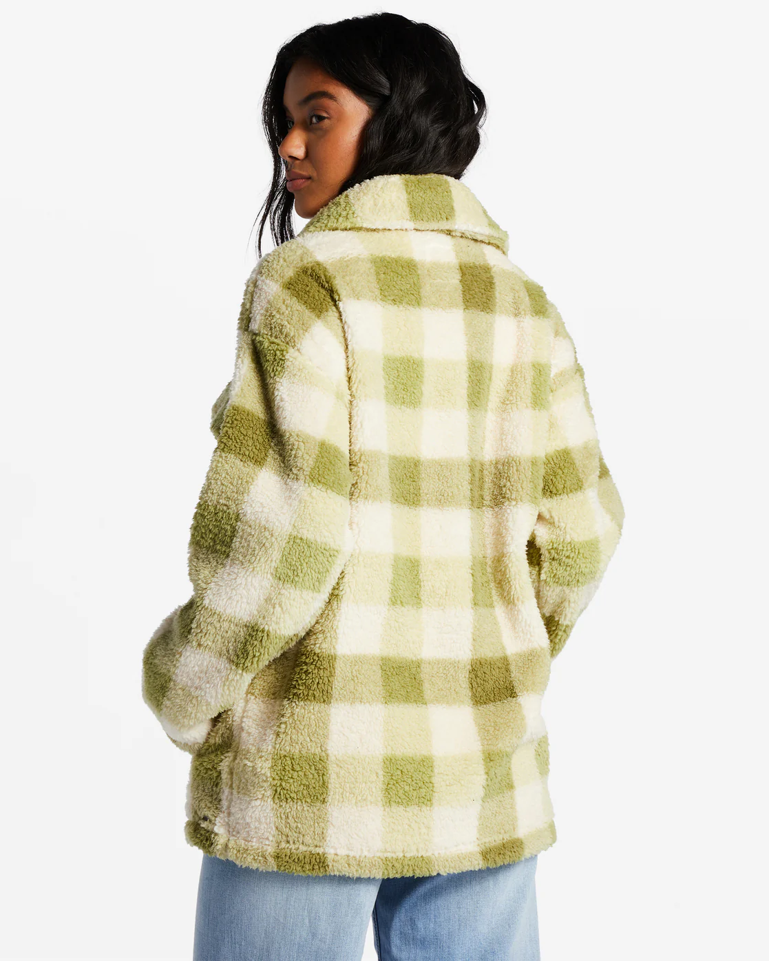 Billabong Fairbanks Button-Up Teddy Bear Jacket - Green Eyes -Biliabong Outlet