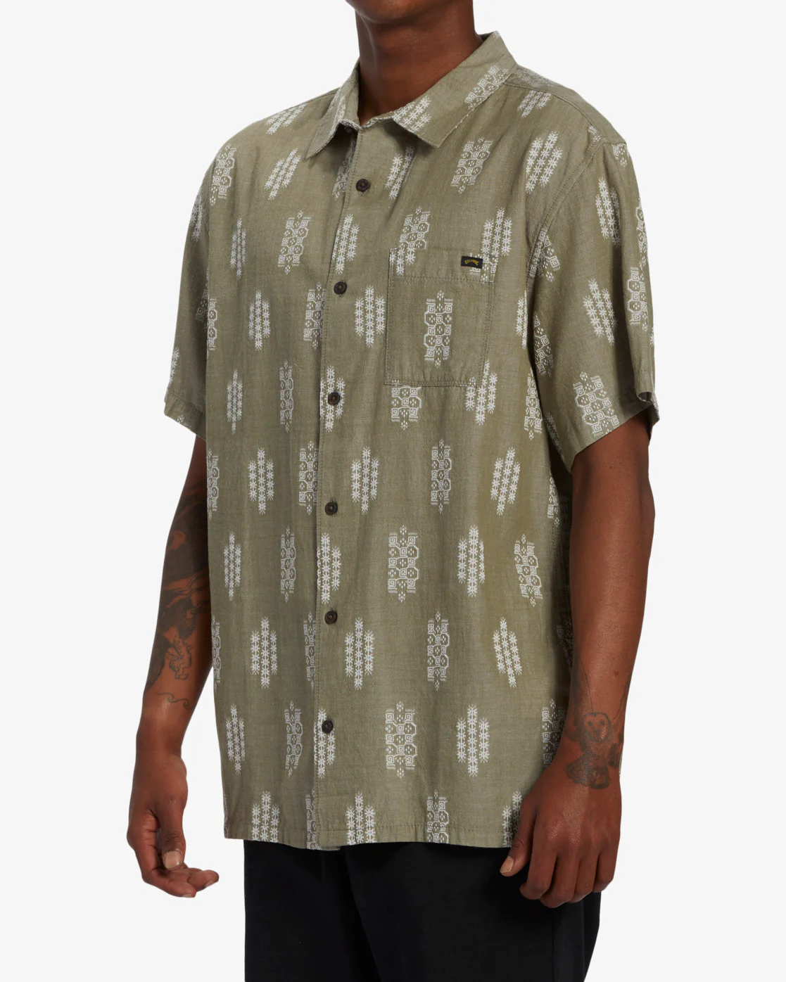 Billabong Sundays Jacquard Short Sleeve Shirt - Military Heather -Biliabong Outlet