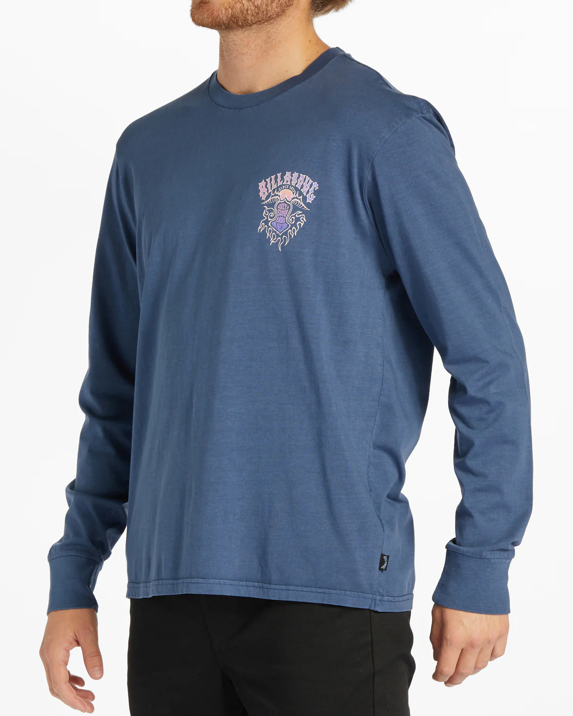 Billabong Theme Arch Long Sleeve Wave Washed T-Shirt - Dark Blue -Biliabong Outlet