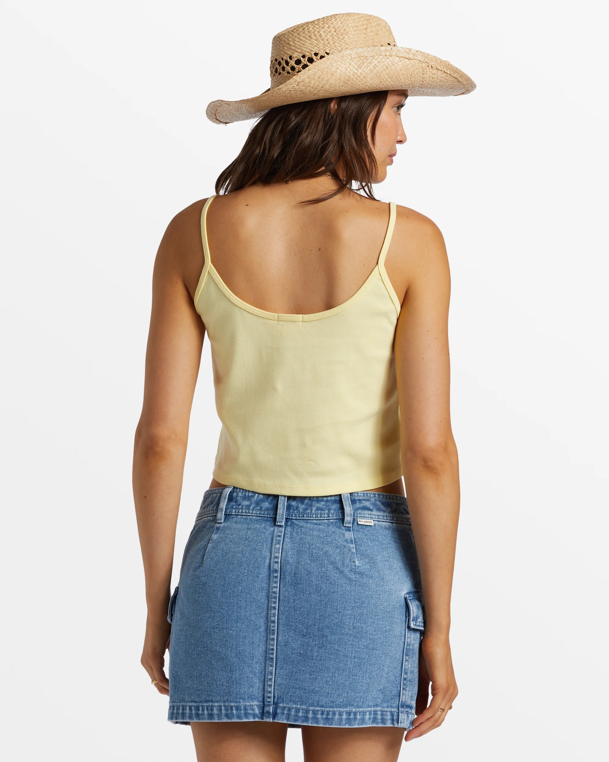 Billabong Aloe Cropped Tank Top - Mellow Yellow -Biliabong Outlet