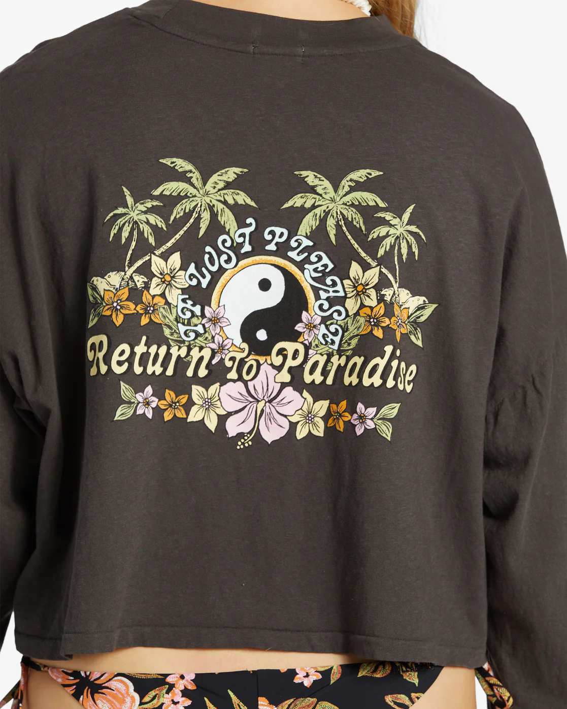 Billabong Beach Boyfriend Long Sleeve Crop Top - Black Sands 1 -Biliabong Outlet