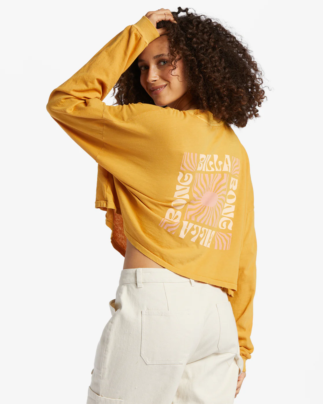 Billabong Beach Boyfriend Long Sleeve Crop Top - Golden Rays -Biliabong Outlet
