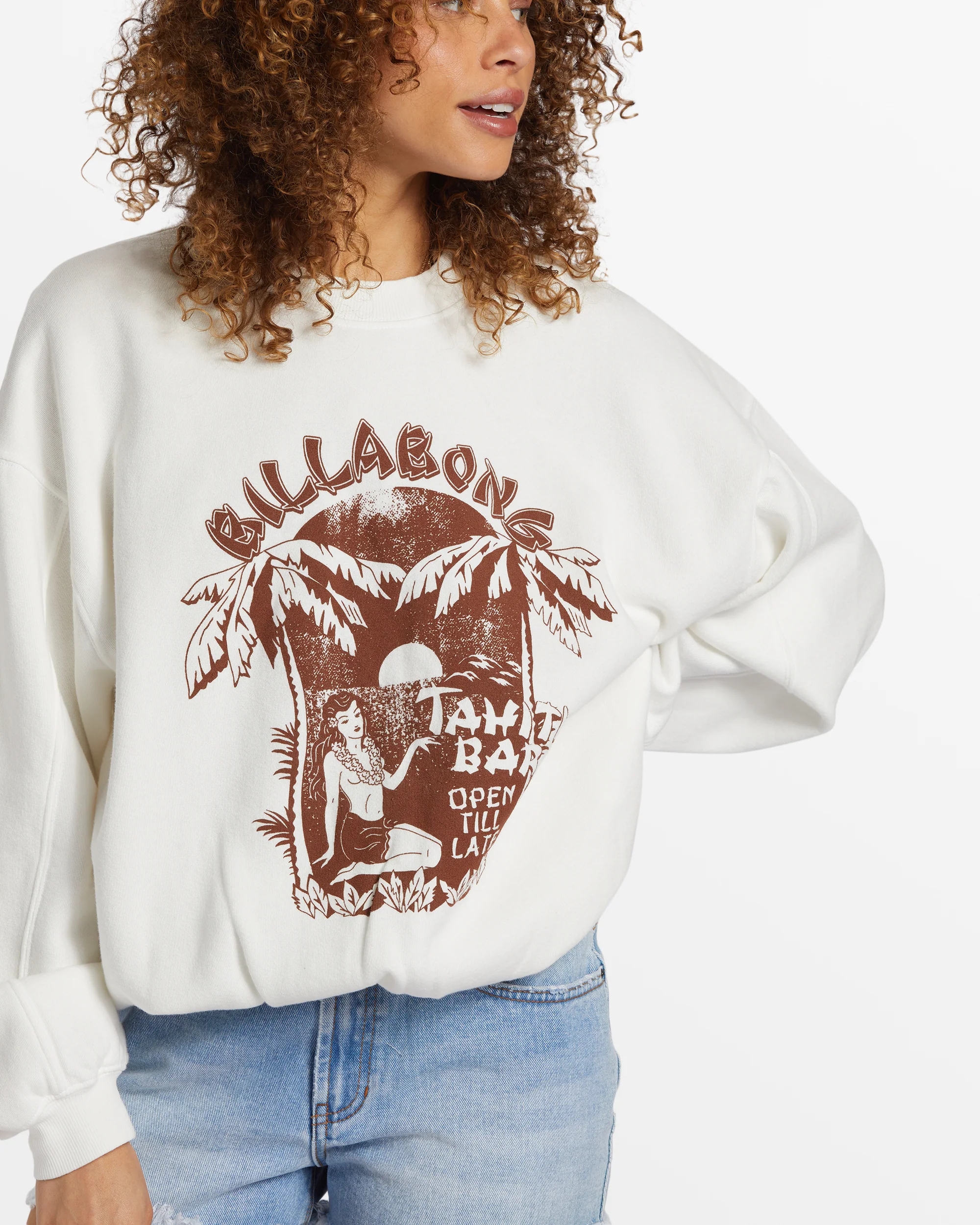 Billabong Aloha Kendal Crew Neck Sweatshirt - Salt Crystal -Biliabong Outlet