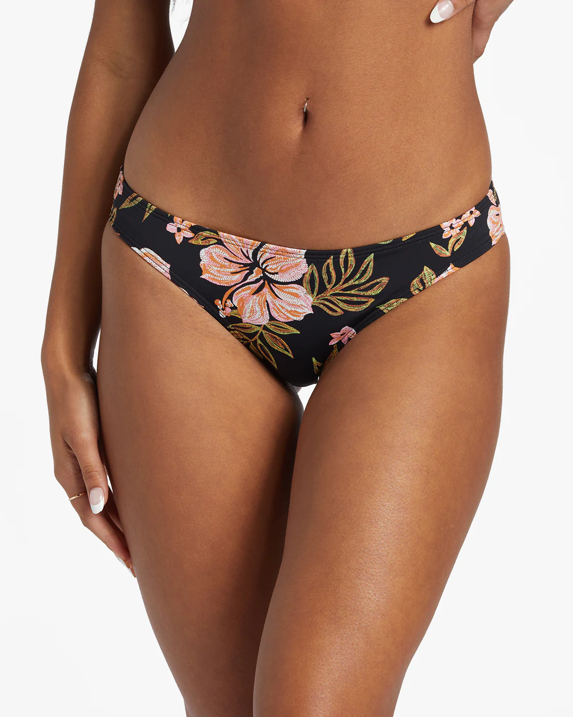 Billabong Hooked On Tropics Lowrider Bikini Bottom - Black Pebble -Biliabong Outlet
