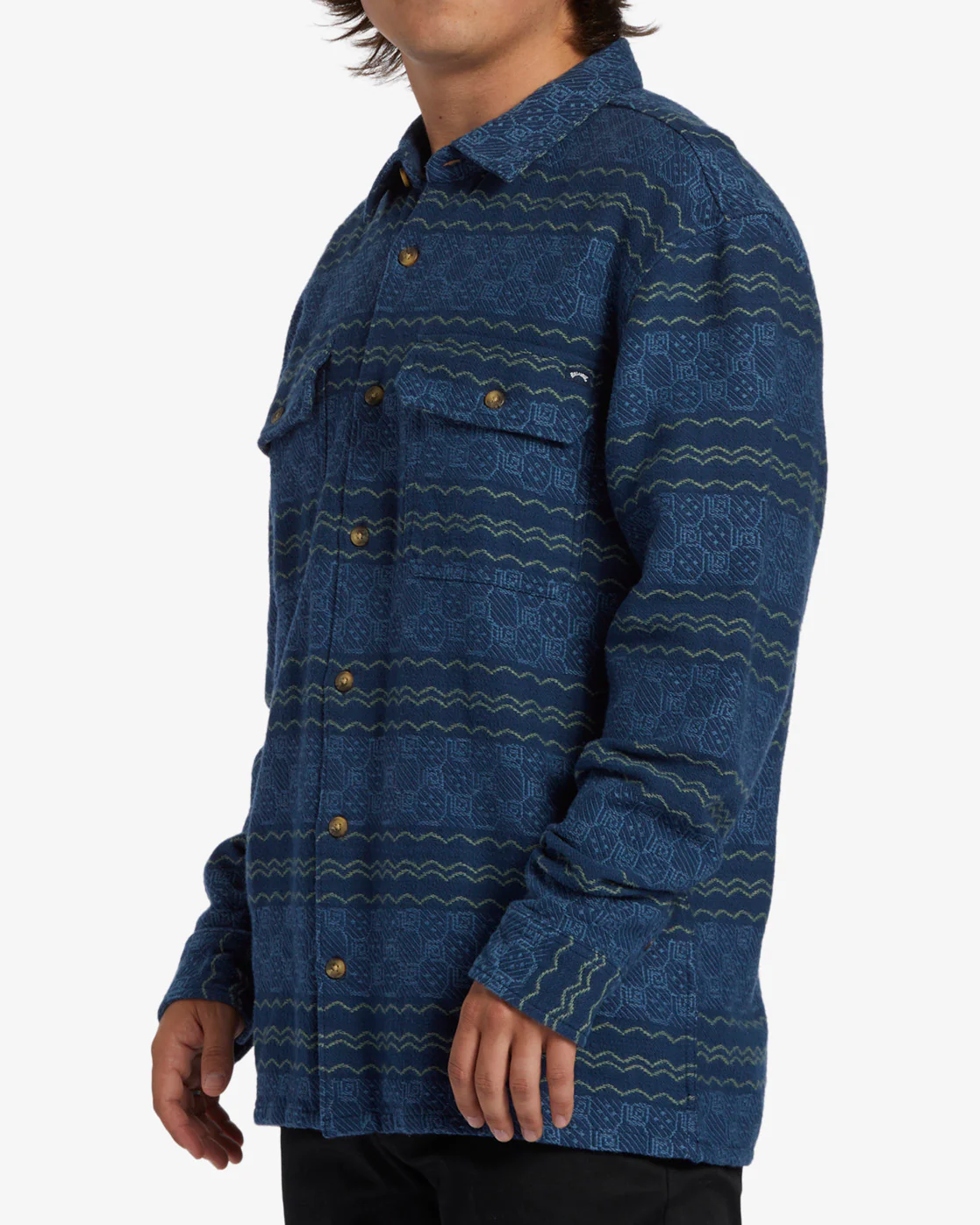 Billabong Offshore Jacquard Flannel Long Sleeve Shirt - Dark Blue -Biliabong Outlet