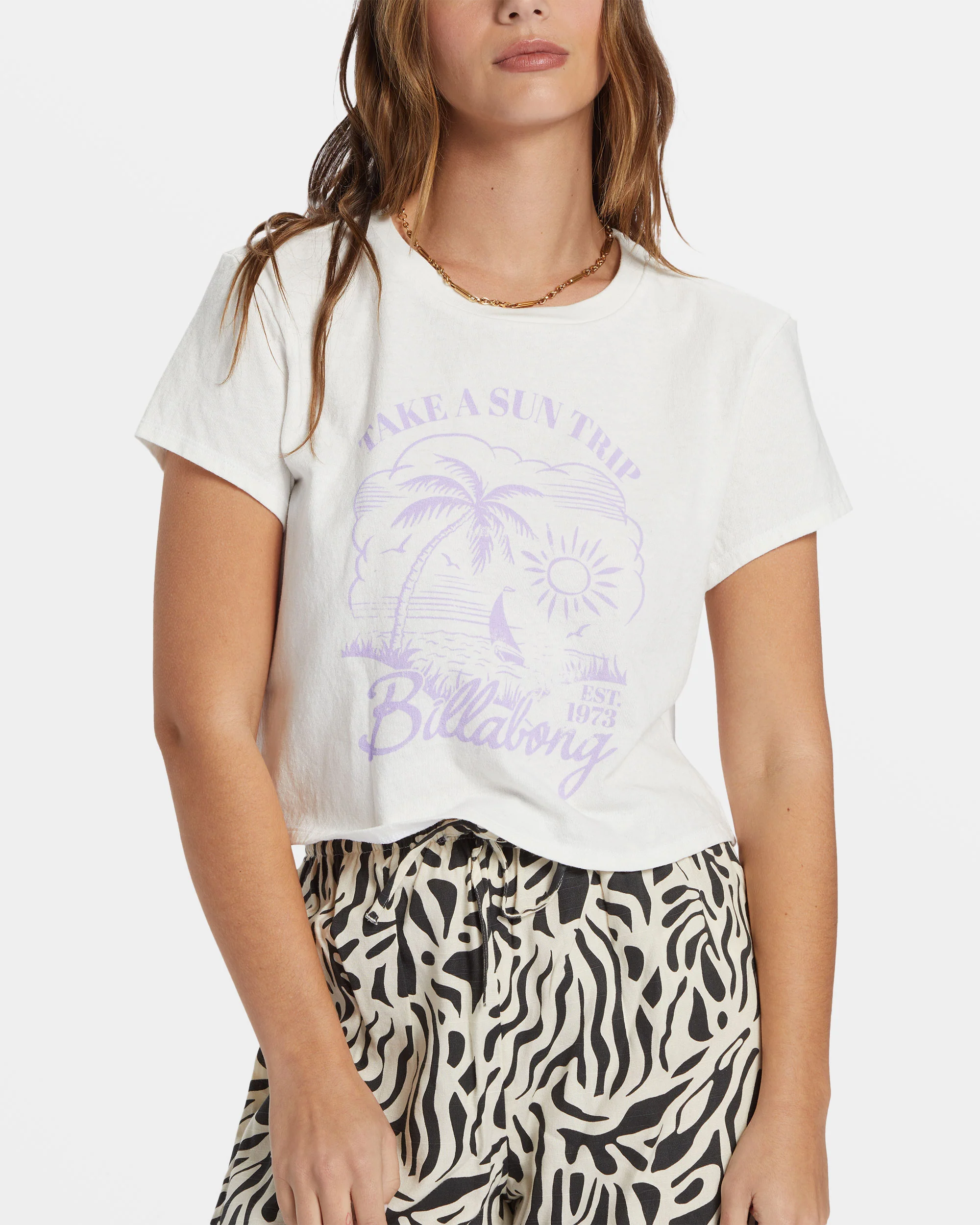 Billabong Sun Triangle Cropped T-Shirt - Salt Crystal -Biliabong Outlet