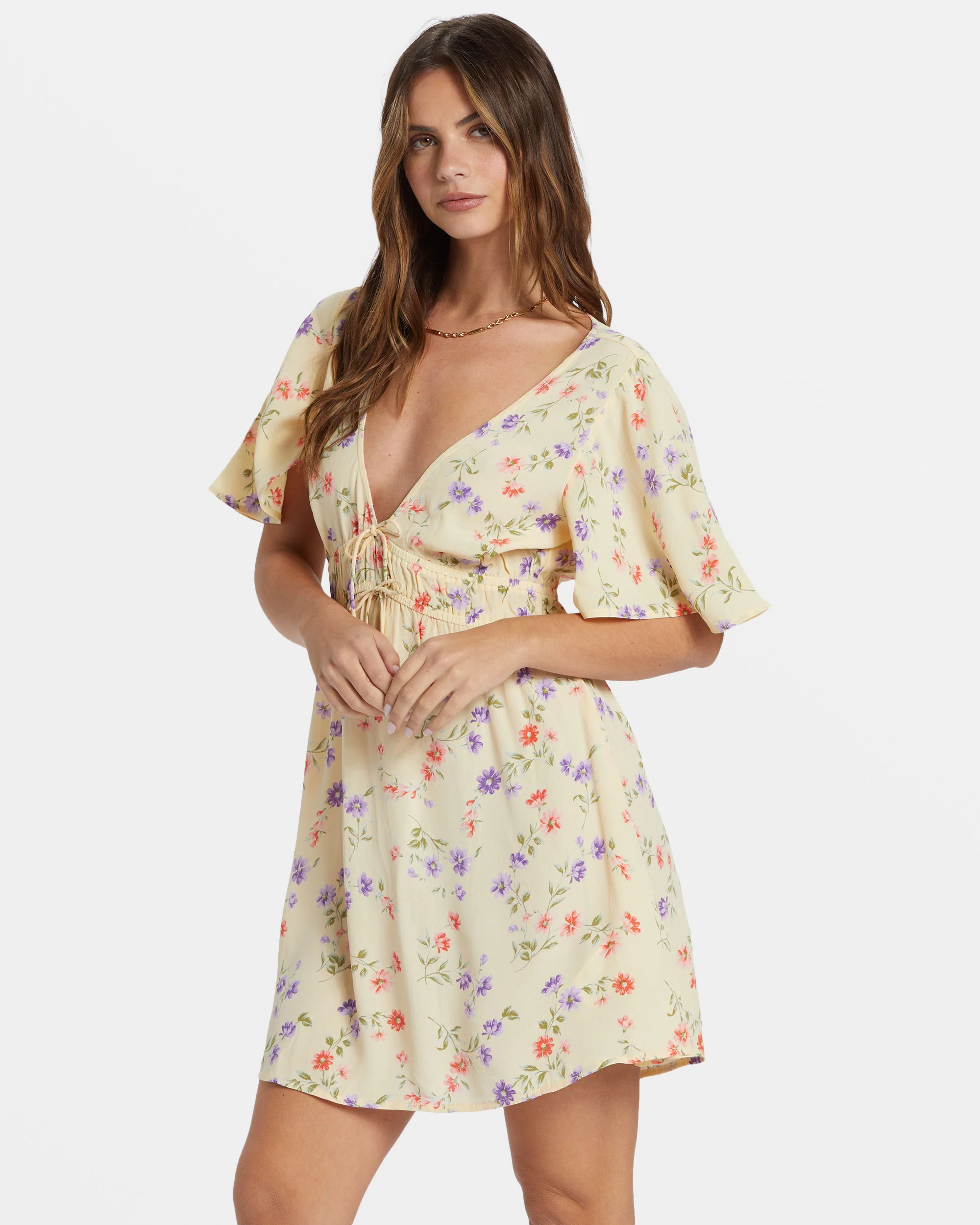 Billabong Kismet Mini Dress - Yellow -Biliabong Outlet