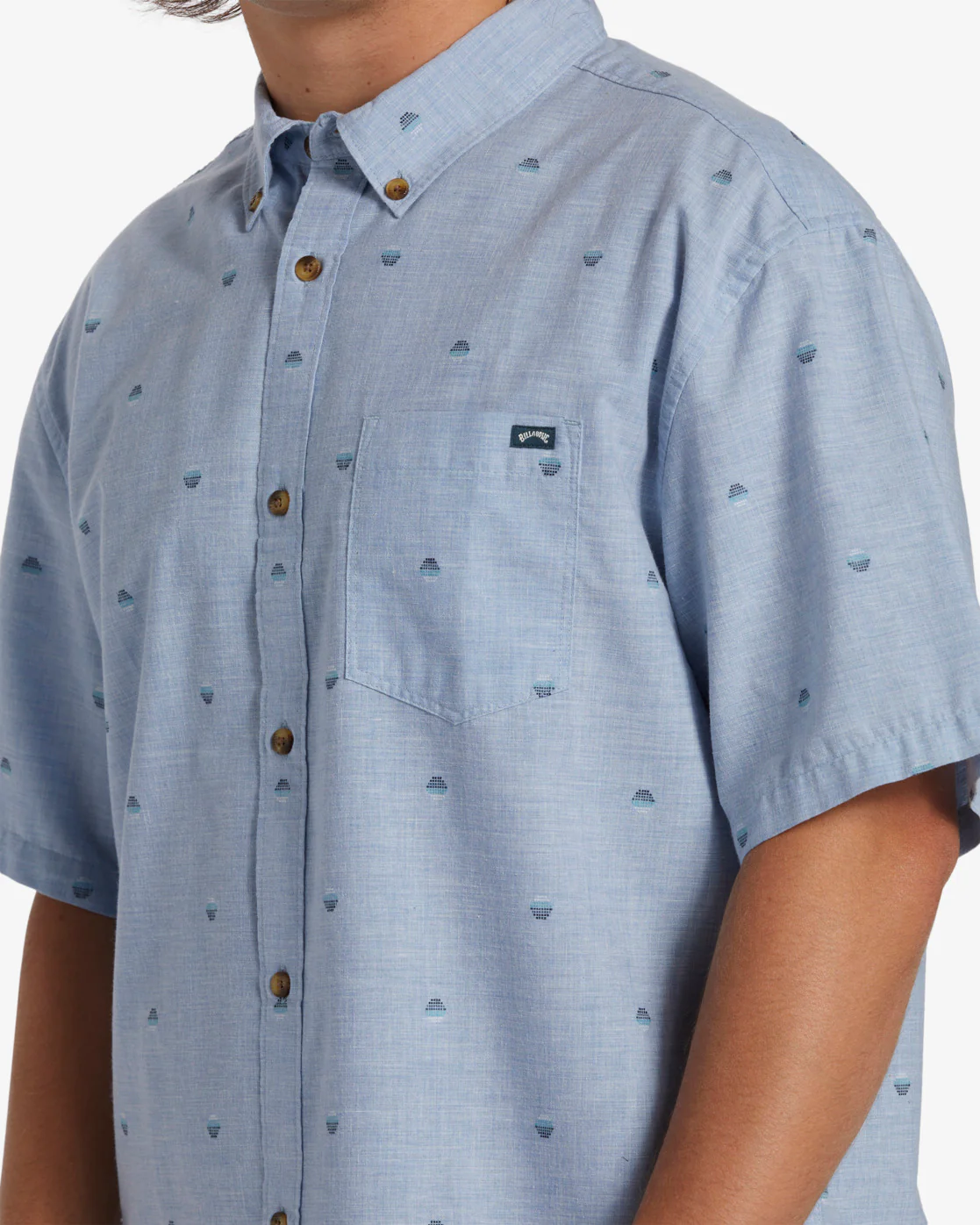 Billabong All Day Jacquard Short Sleeve Woven Shirt - Washed Blue -Biliabong Outlet