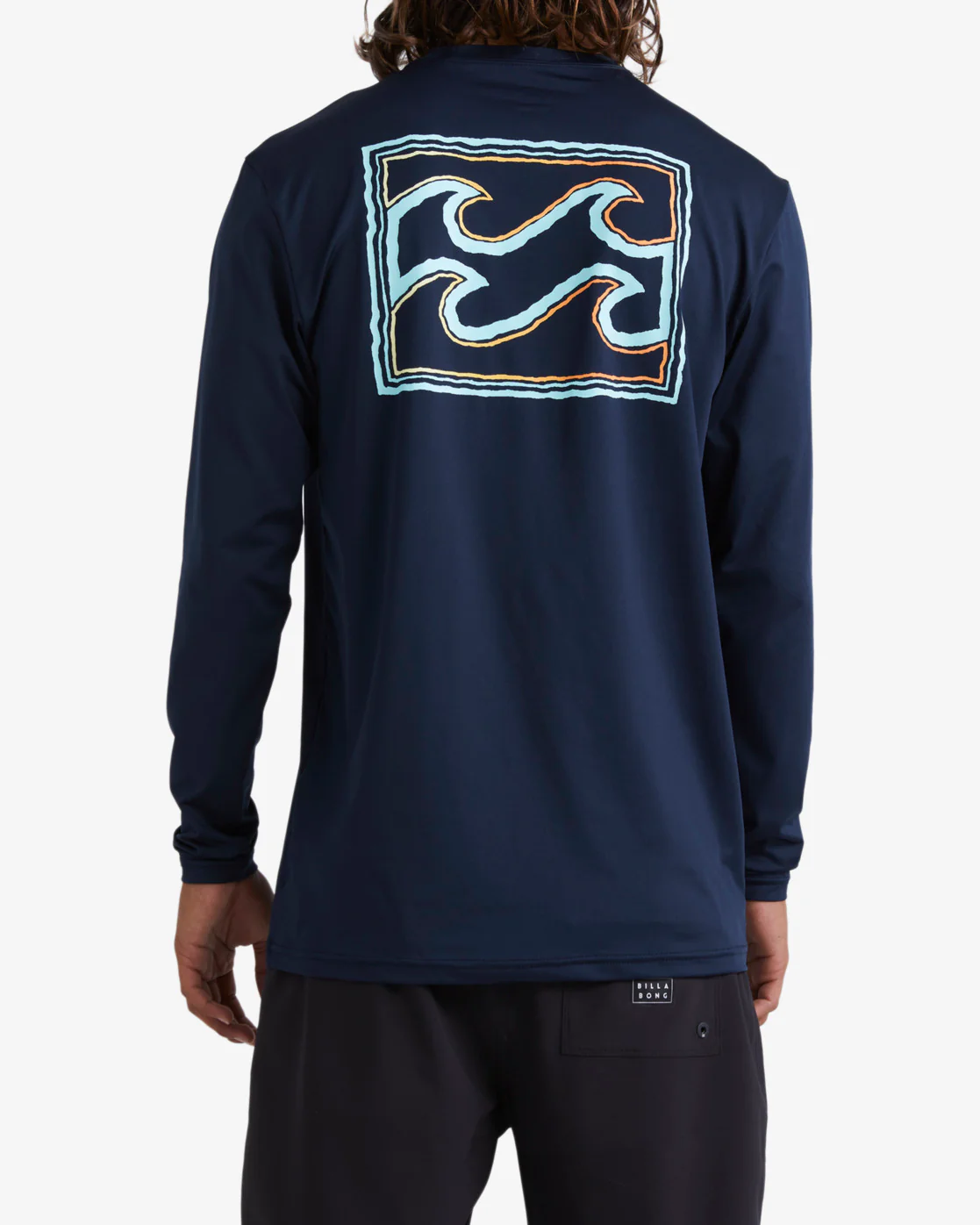 Billabong Crayon Wave Loose Fit Long Sleeve Surf Tee - Navy -Biliabong Outlet