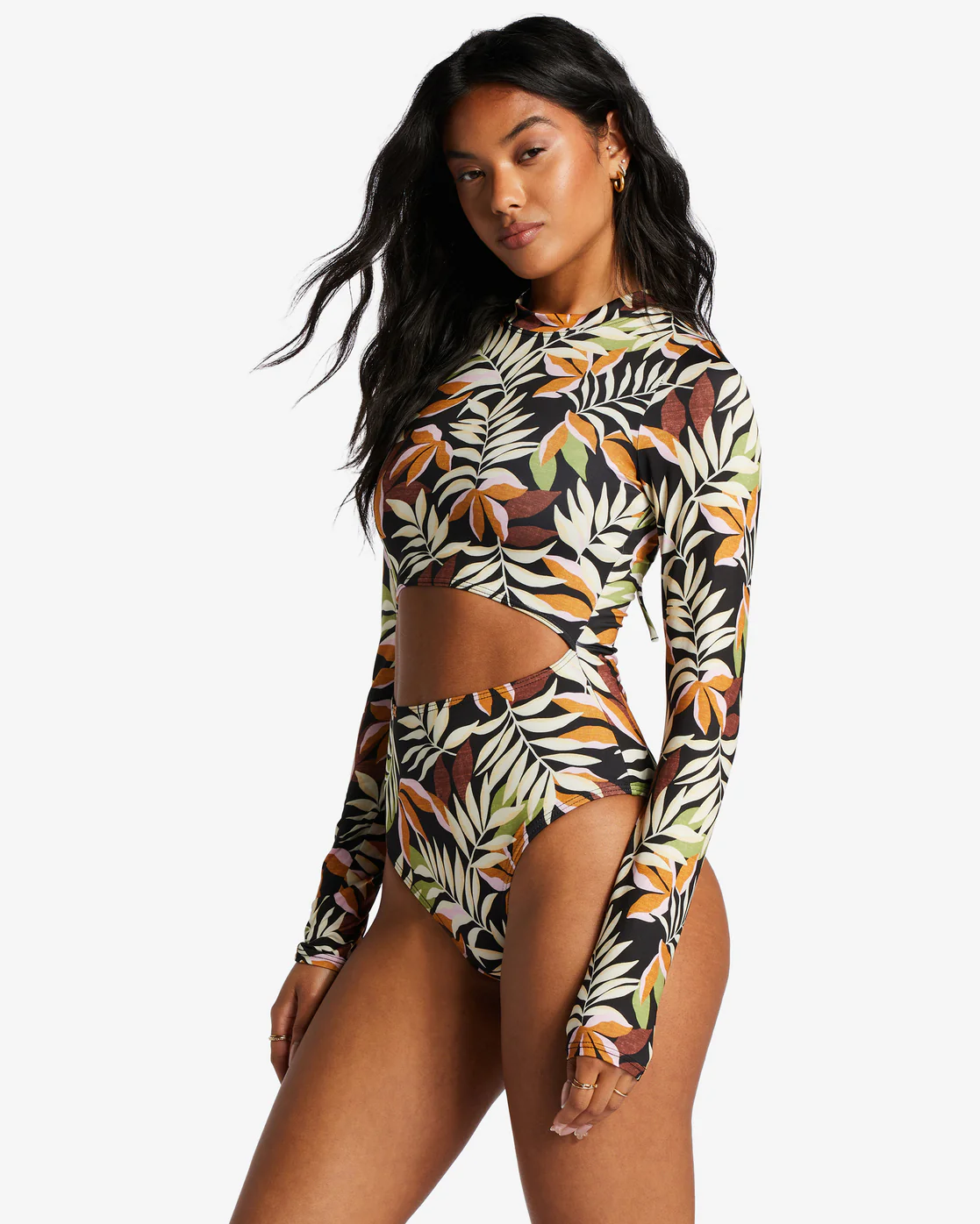 Billabong Tales From The Tropics Long Sleeve One-Piece Swimsuit - Night Tropic -Biliabong Outlet